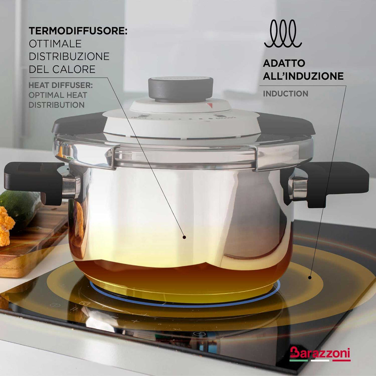 BARAZZONI Facile Dual System Pressure Cooker 6 L Stainless Steel 22cm