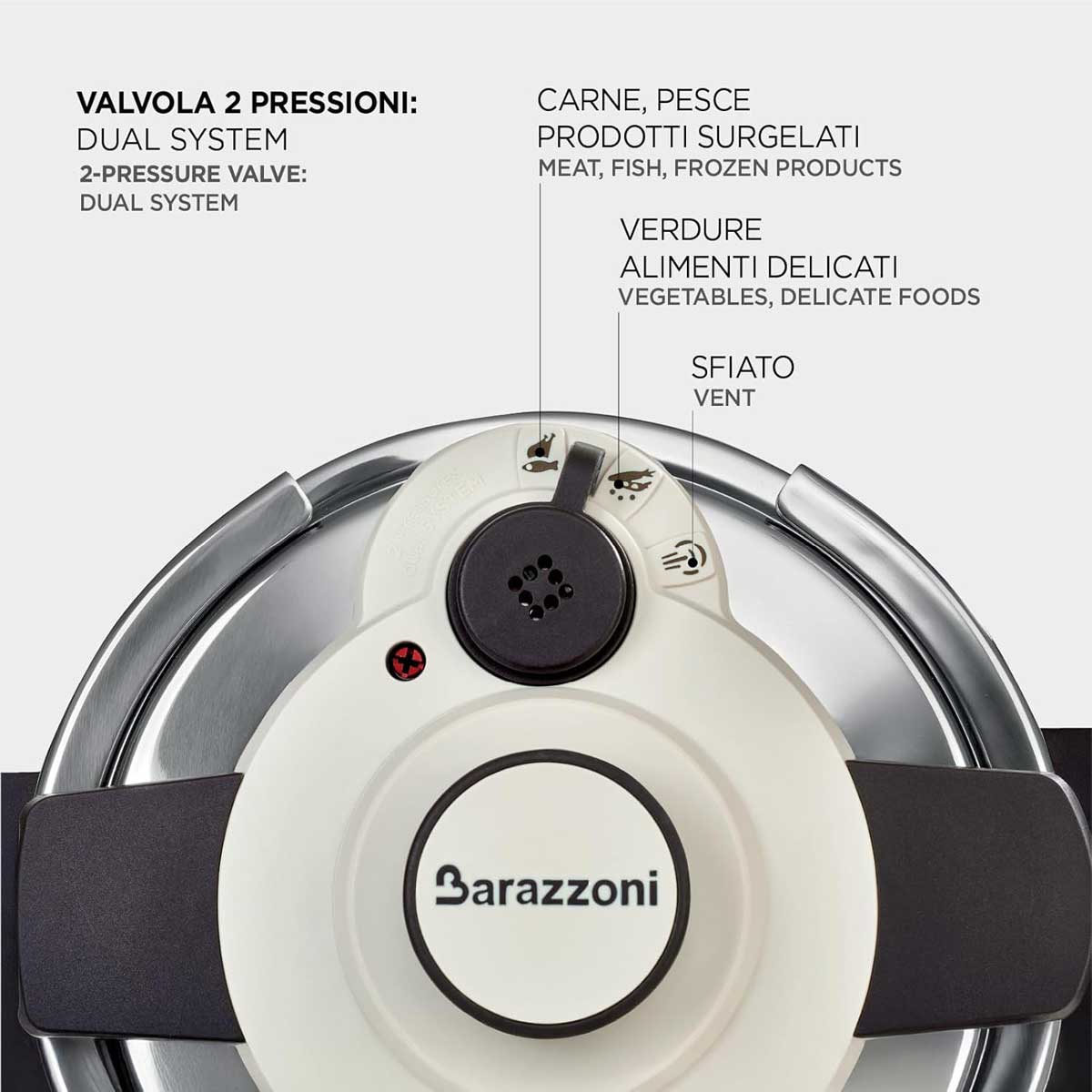 BARAZZONI Facile Dual System Pressure Cooker 6 L Stainless Steel 22cm