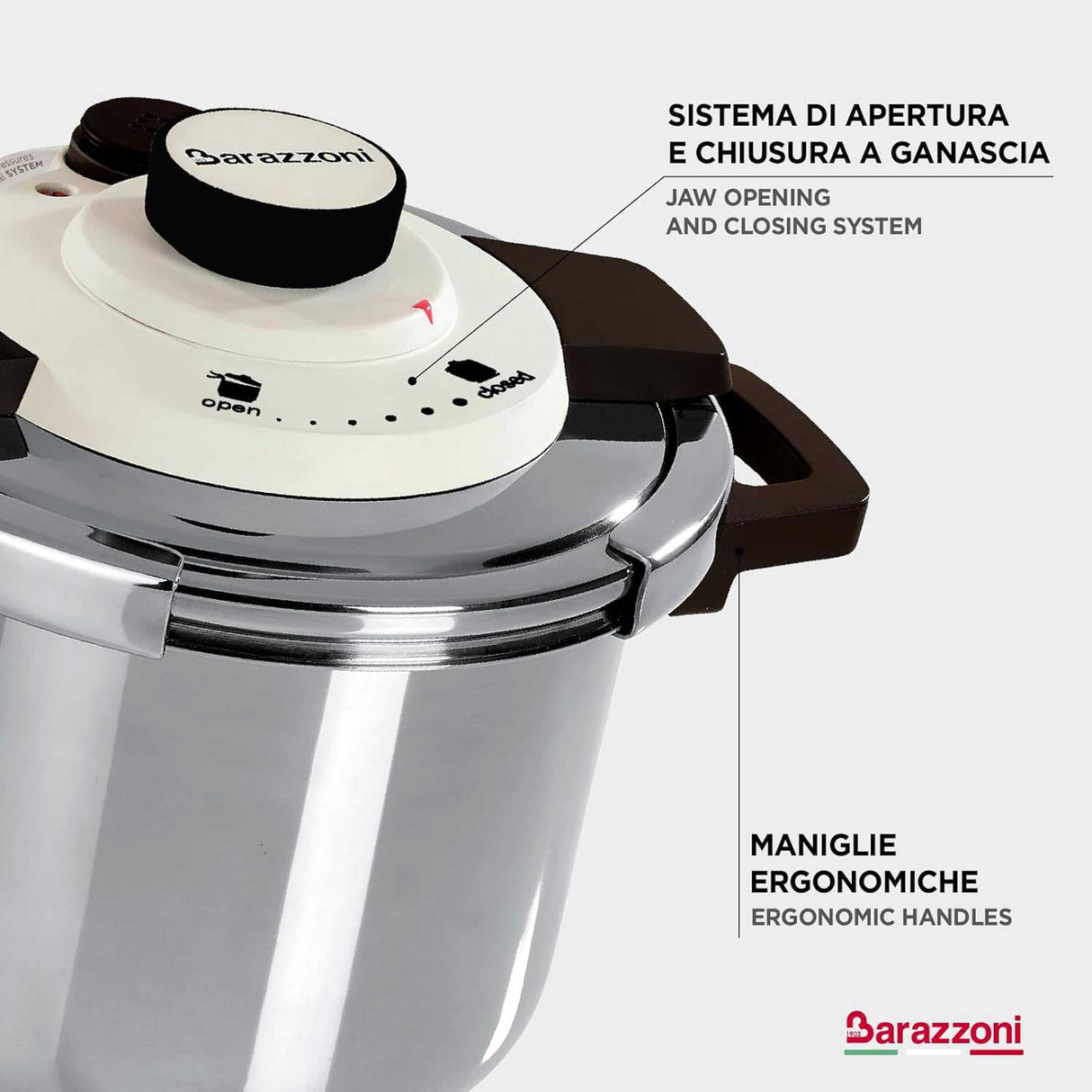 BARAZZONI Facile Dual System Pressure Cooker 6 L Stainless Steel 22cm