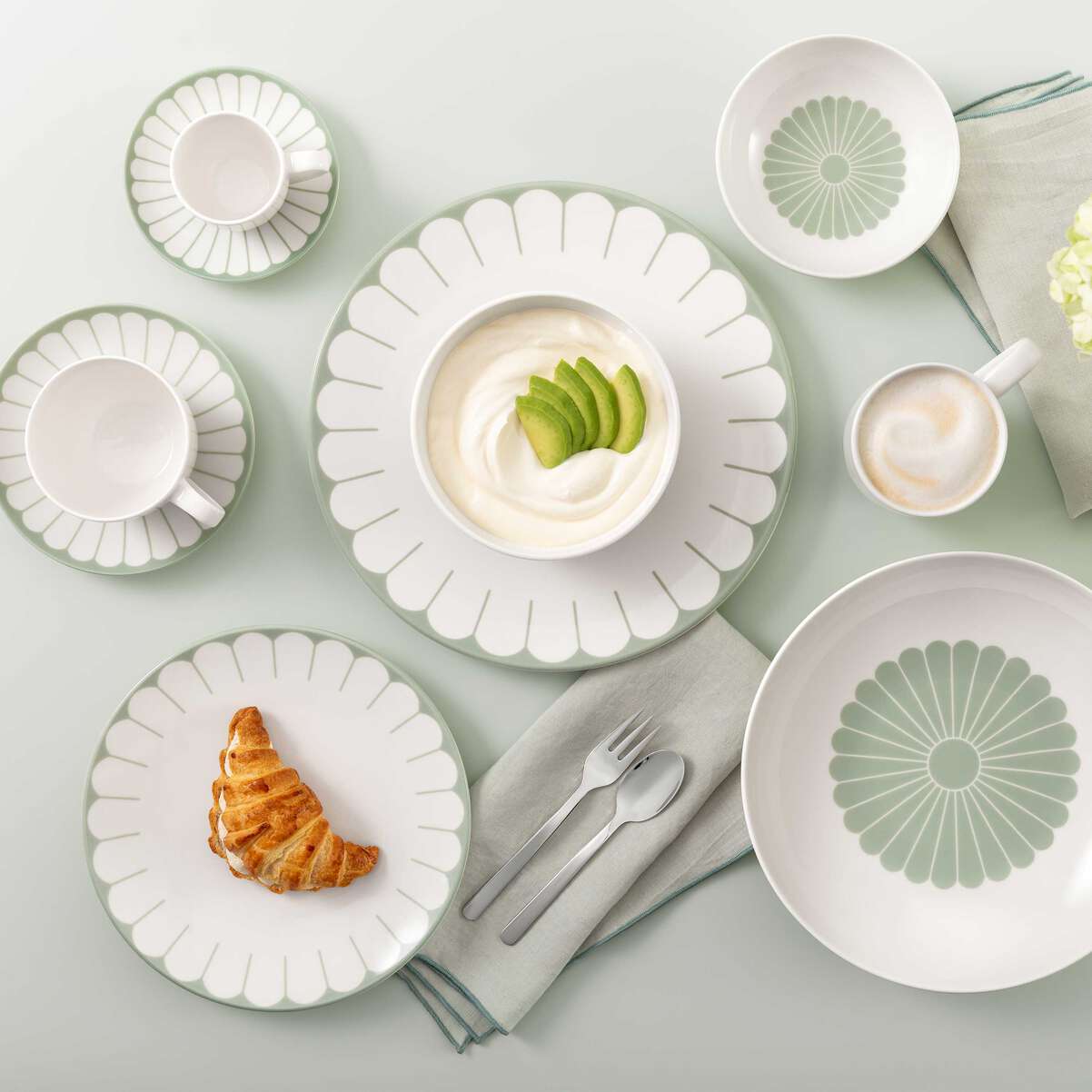 VILLEROY & BOCH Fleur Vert Tazzina Caffè Espresso 70ml con Piattino 15cm Verde Porcellana