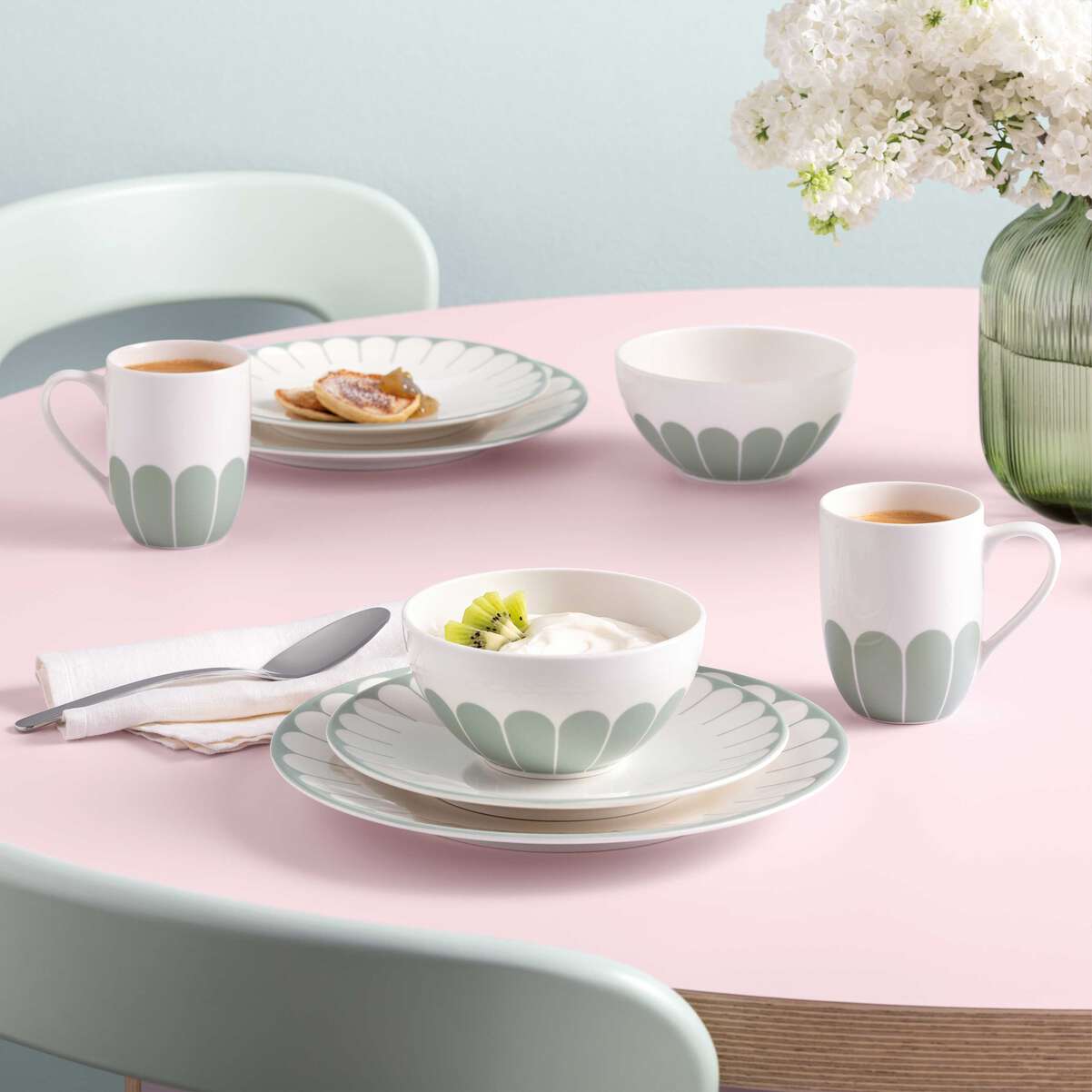 VILLEROY & BOCH Fleur Vert Piatto Piano Set 6 Pezzi 27cm Verde Porcellana