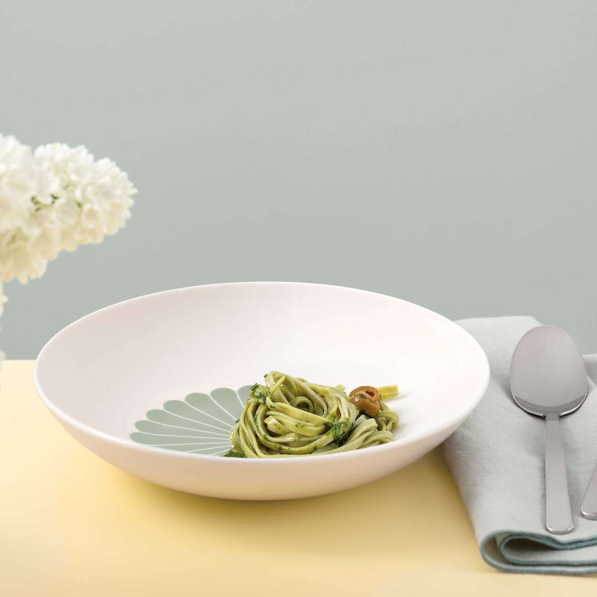 VILLEROY & BOCH Fleur Vert Piatto Fondo per Pasta Set 6 Pezzi 24cm Verde Porcellana