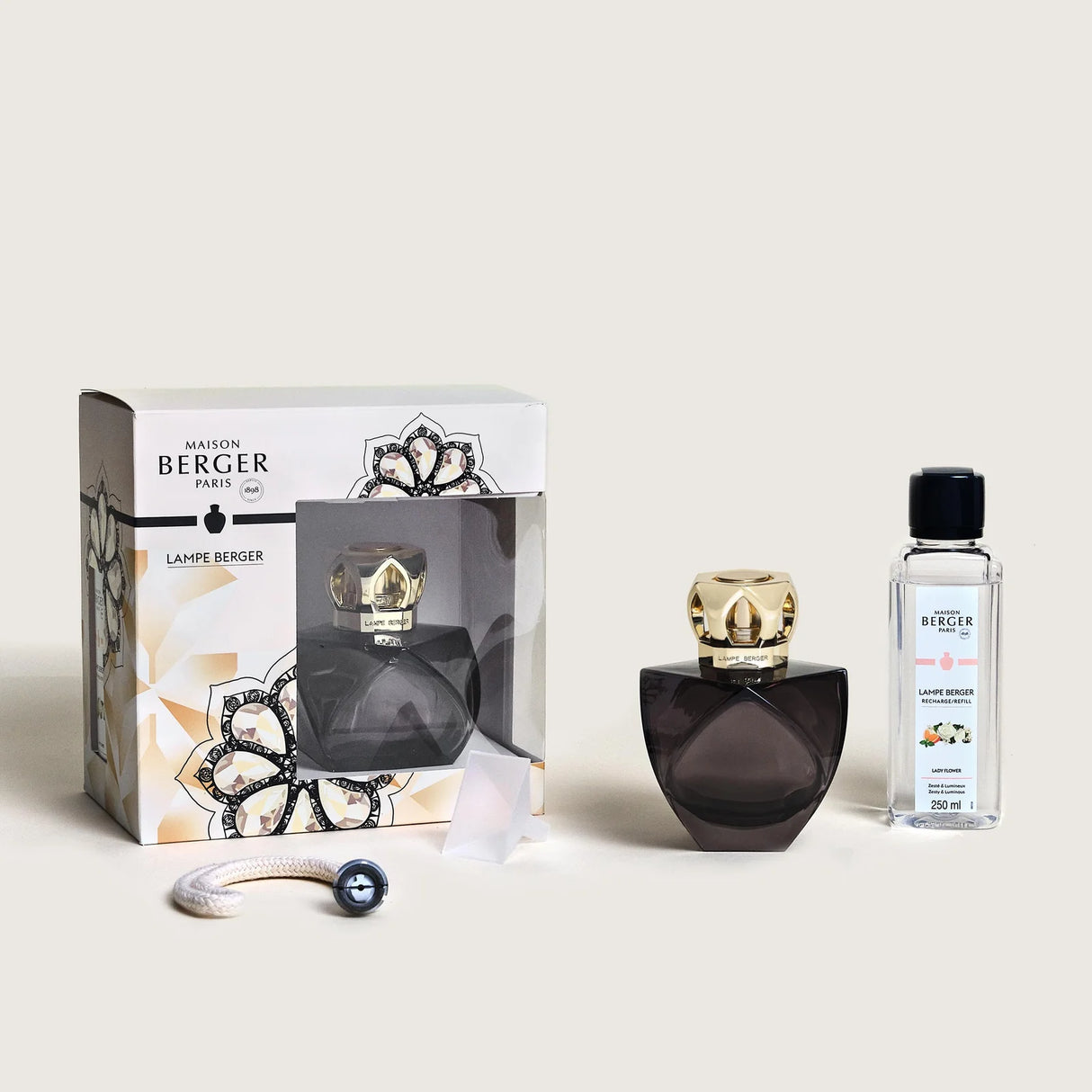 LAMPE BERGER Lampada Catalitica Cofanetto Eternity Nero con Flacone 250ml Lady Flower