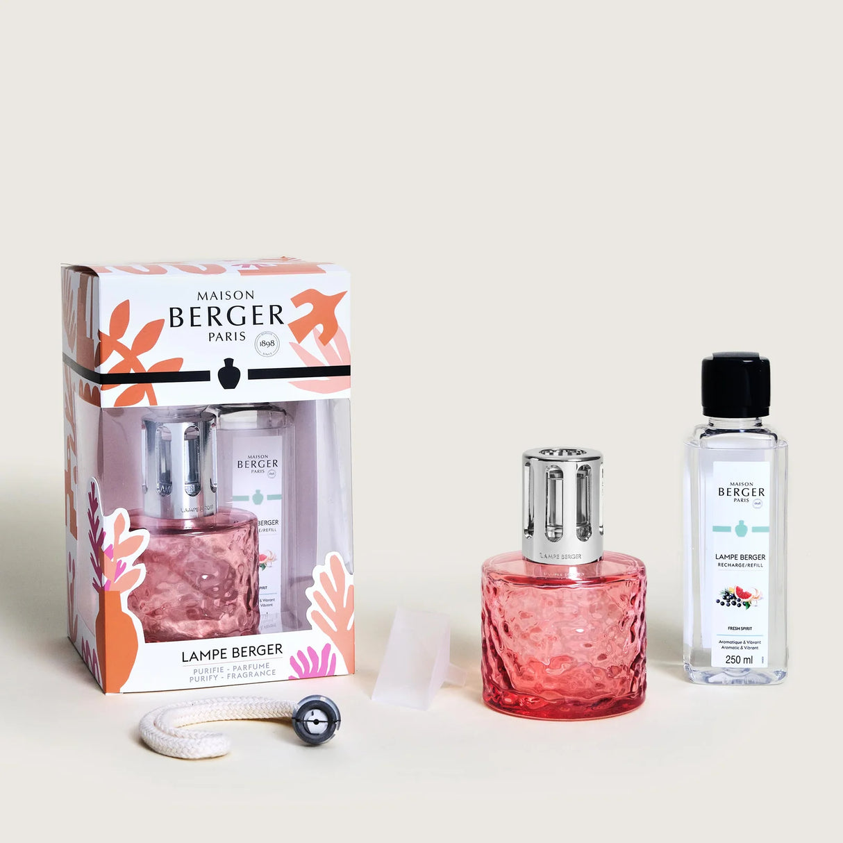 LAMPE BERGER Lampada Catalitica Cofanetto Estival Corallo con Flacone 250ml Fresh Spirit