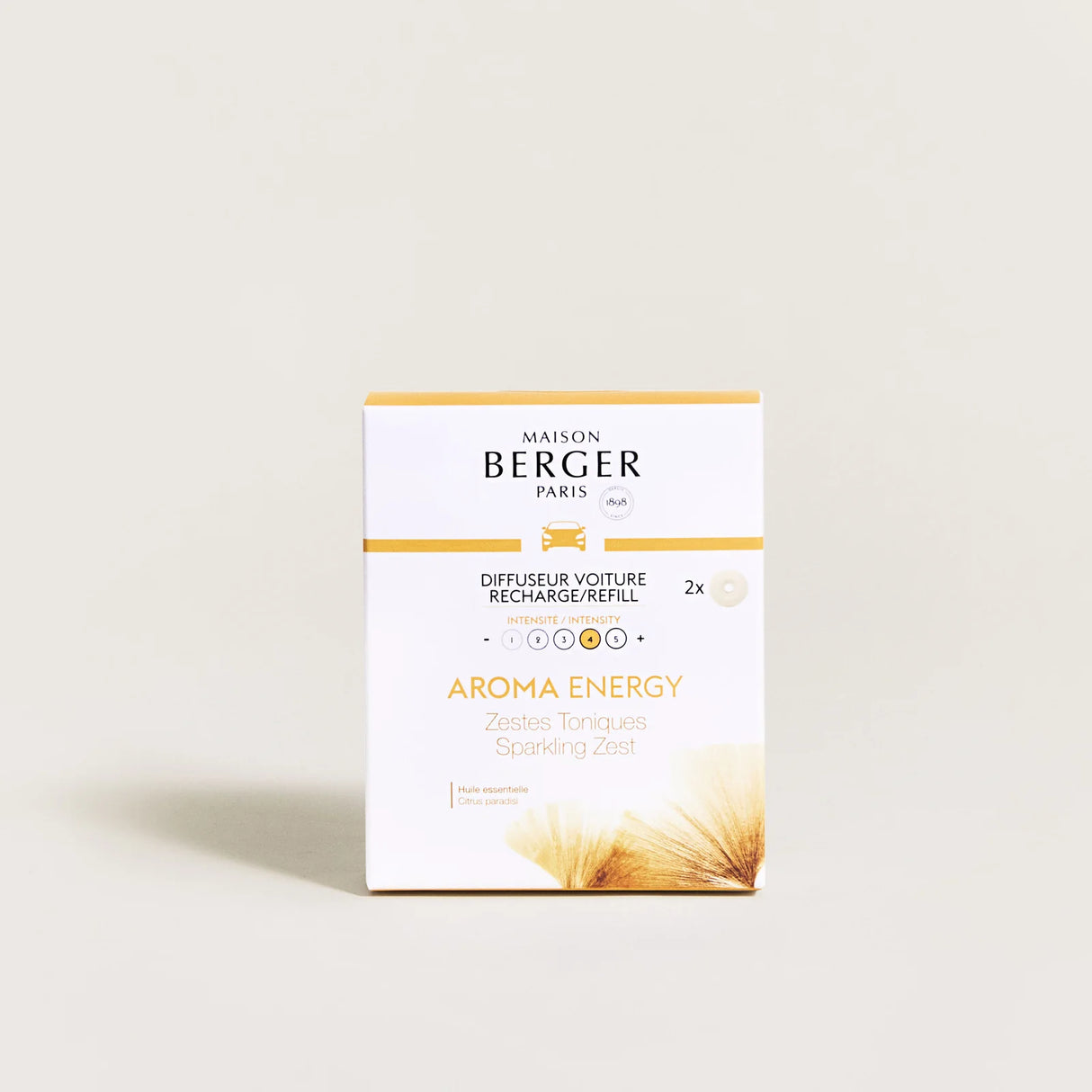LAMPE BERGER Ricarica per Diffusore Auto 2 Pezzi Aroma Energy Zestes Toniques