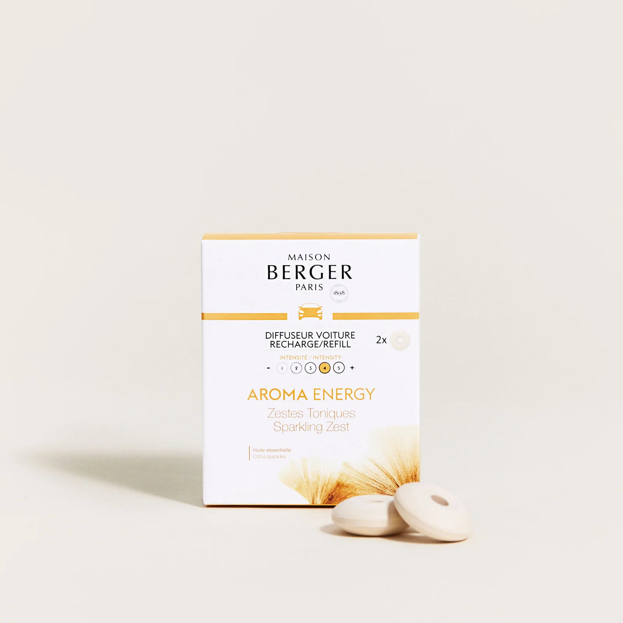 LAMPE BERGER Ricarica per Diffusore Auto 2 Pezzi Aroma Energy Zestes Toniques