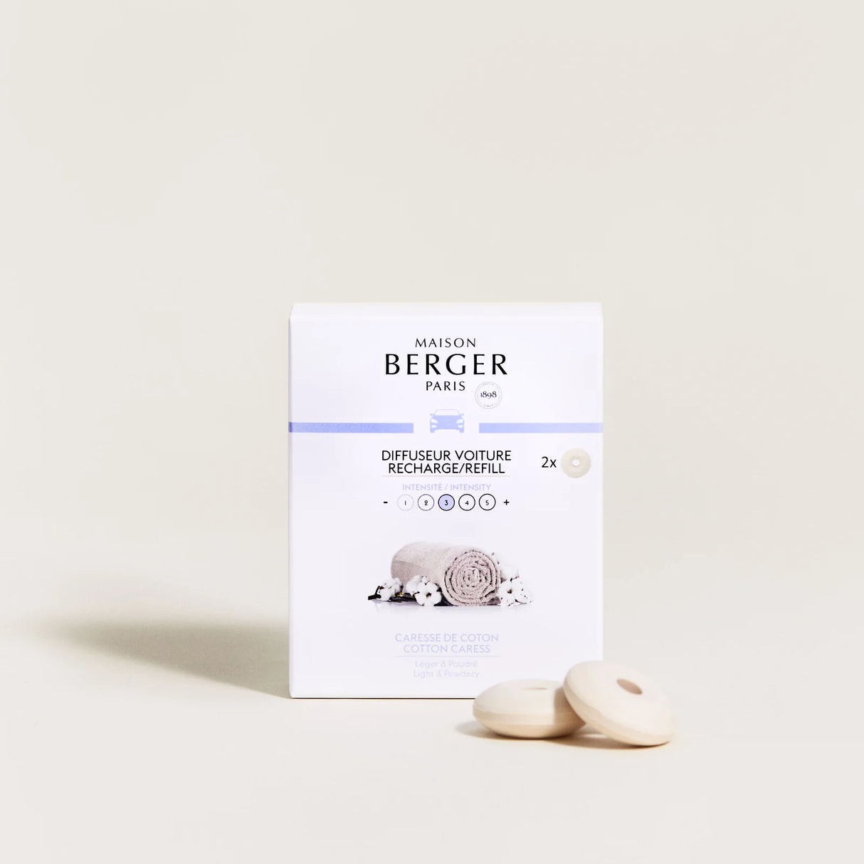 LAMPE BERGER Ricarica per Diffusore Auto 2 Pezzi Caresse de Coton