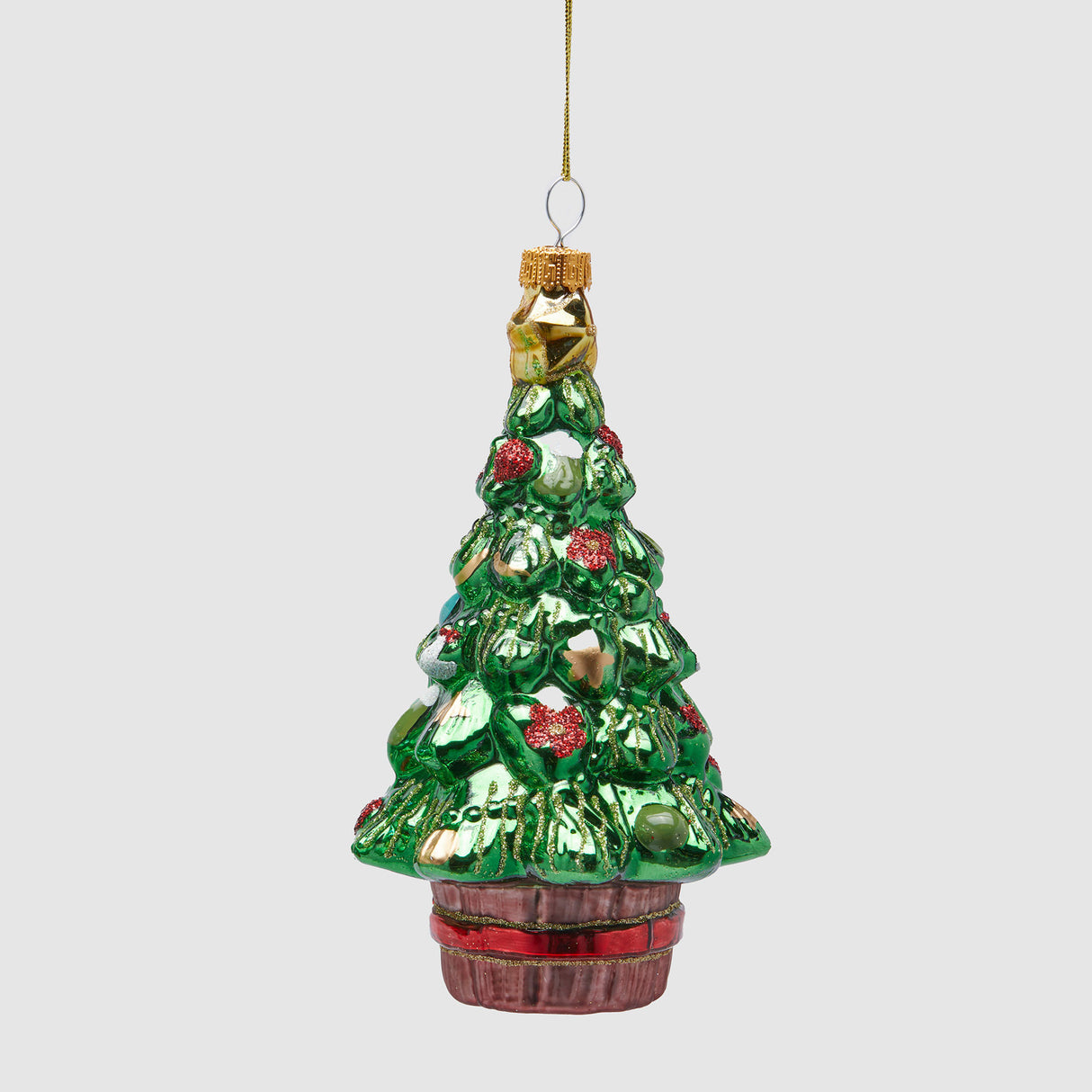 EDG Enzo De Gasperi Addobbo Pendaglio Pino Albero di Natale 15,5cm Lucido Vetro