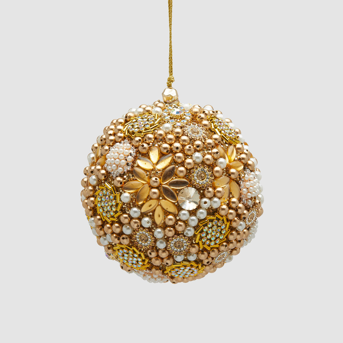 EDG Enzo De Gasperi Addobbo Pallina Sfera di Natale Mille Perle 10cm Oro