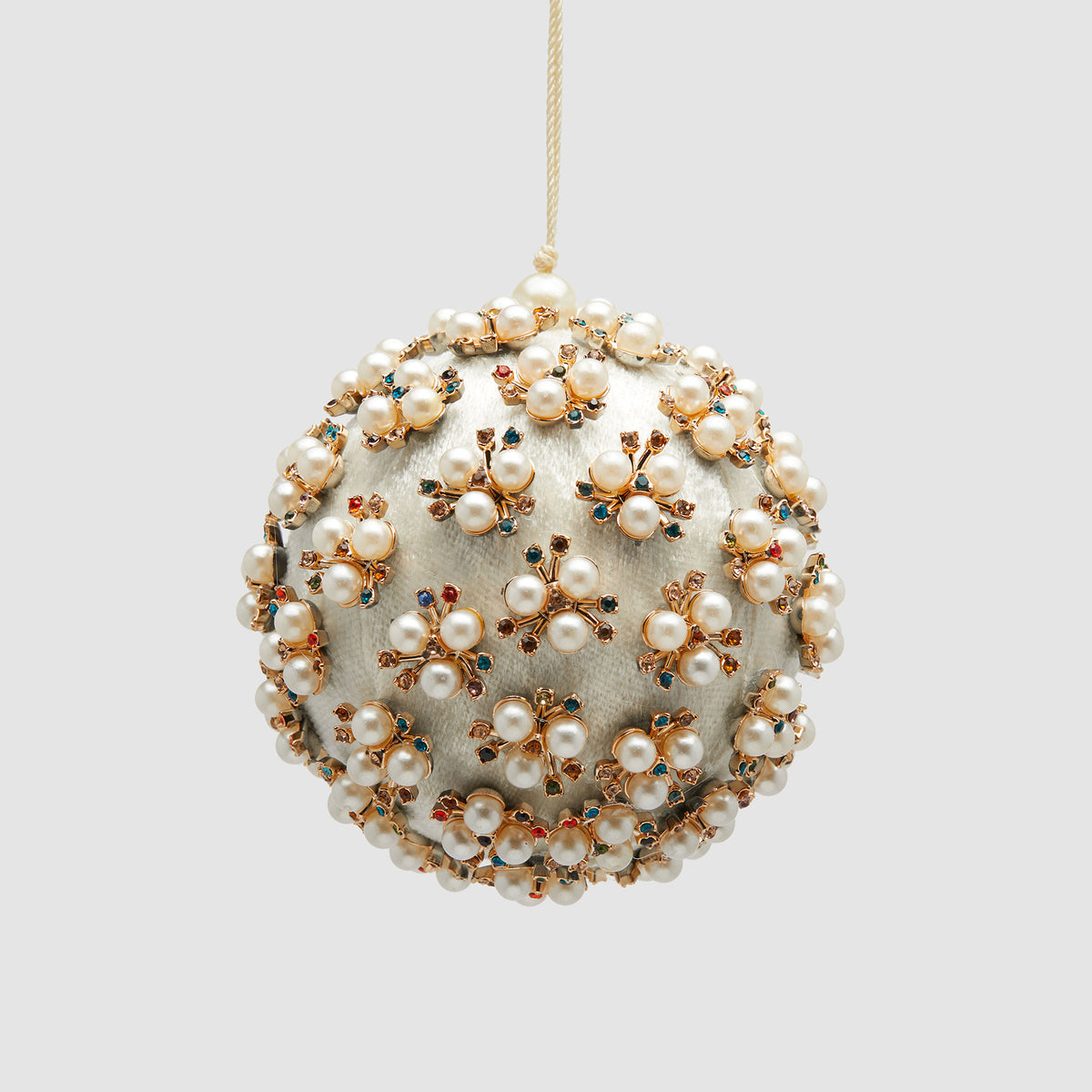 EDG Enzo De Gasperi Addobbo Pallina Sfera di Natale Elizabeth 10cm Velluto Bianco