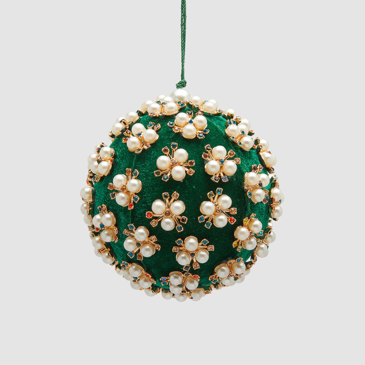 EDG Enzo De Gasperi Addobbo Pallina Sfera di Natale Elizabeth 10cm Velluto Verde