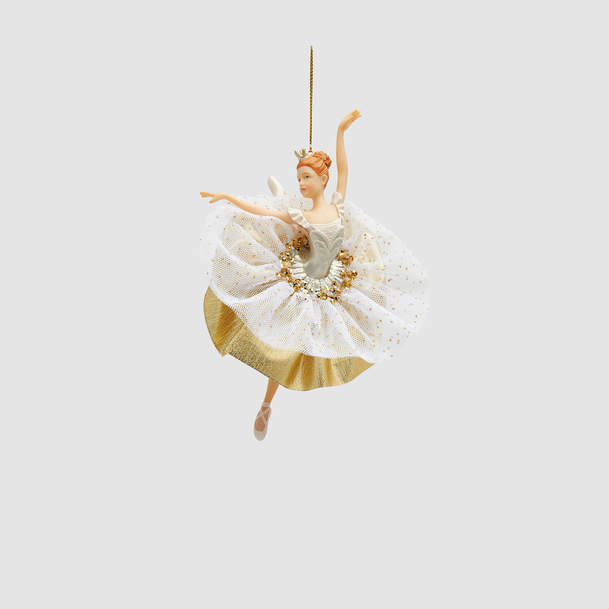 EDG Enzo De Gasperi Addobbo Decorazione di Natale Ballerina 18cm Bianco Oro