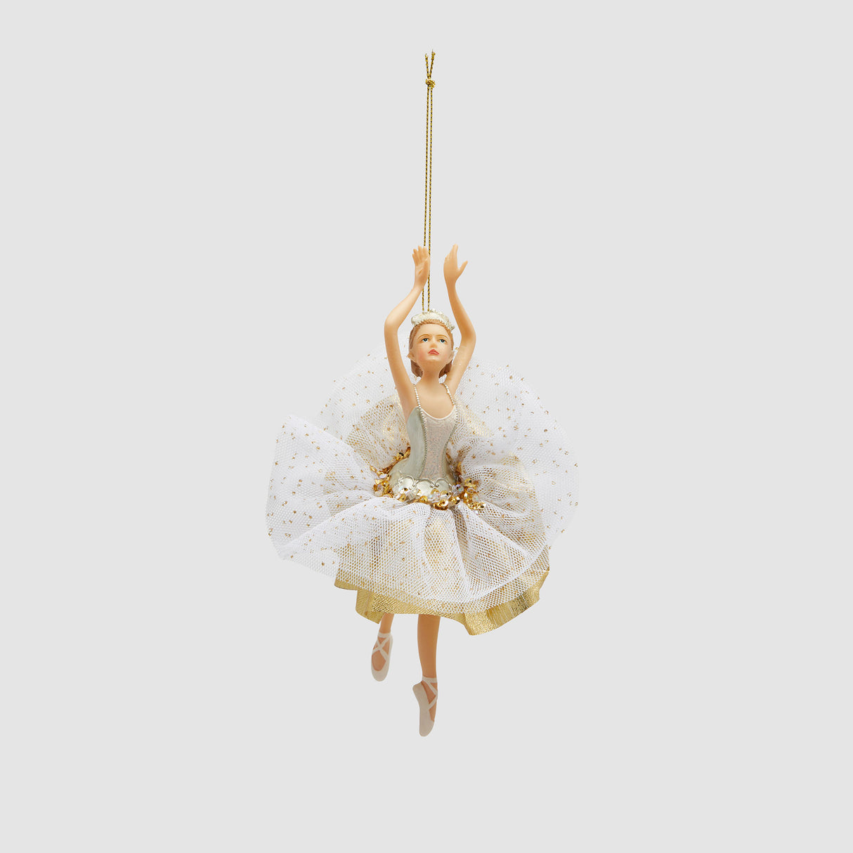 EDG Enzo De Gasperi Addobbo Decorazione di Natale Ballerina 18cm Bianco Oro