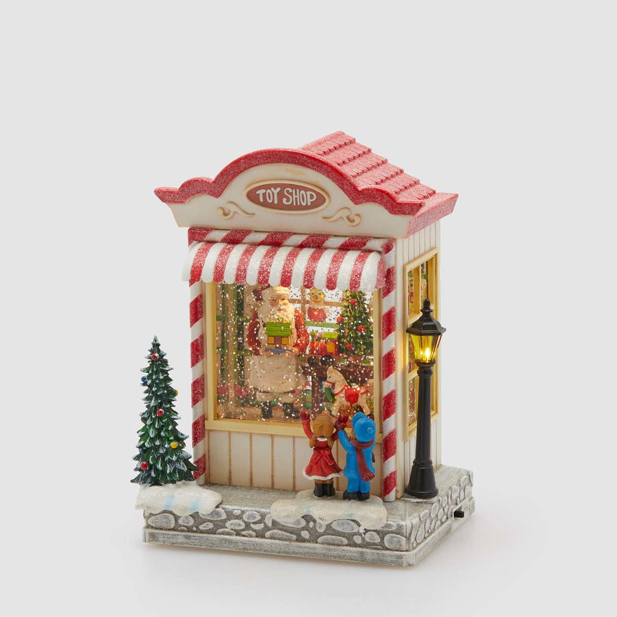EDG Enzo De Gasperi Decorazione Natalizia Villaggio di Natale Vetrina Movimento Musica e LED 22x16cm