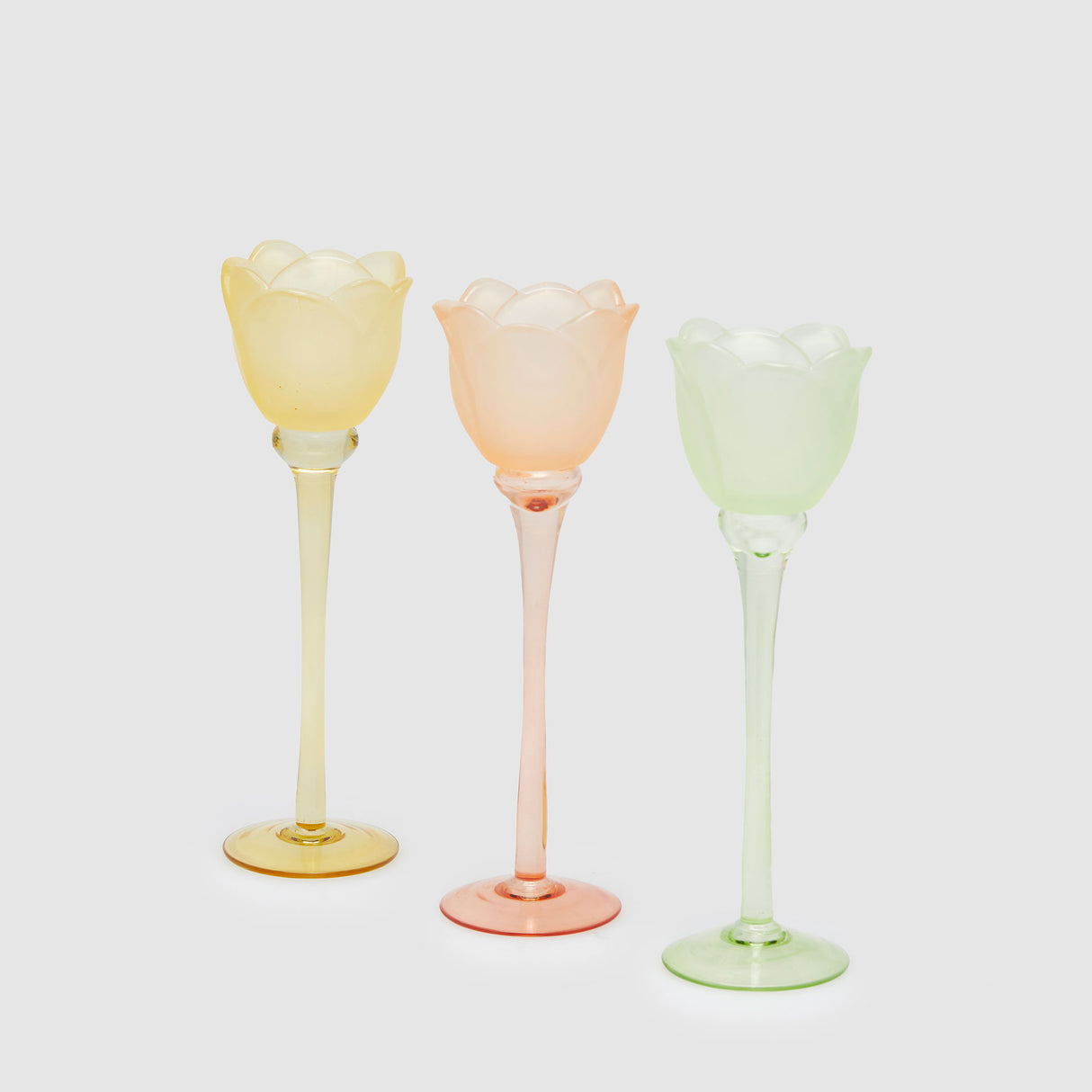 EDG Enzo De Gasperi Portacandela Tulipano Satinato 28x8,5cm Giallo Vetro