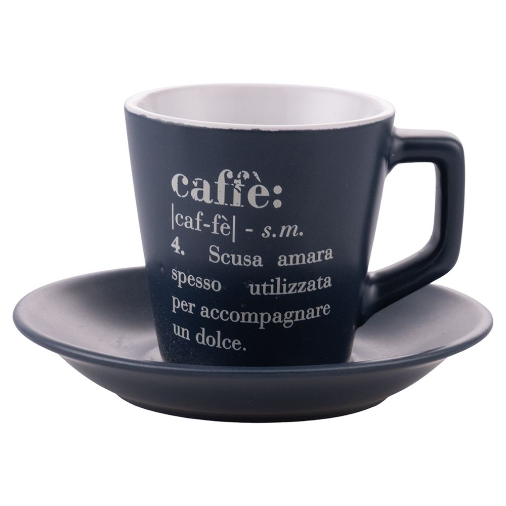 VILLA D'ESTE HOME TIVOLI Victionary Tazza Caffè con Piattino Set 6 Pezzi 100ml con Stand Gres