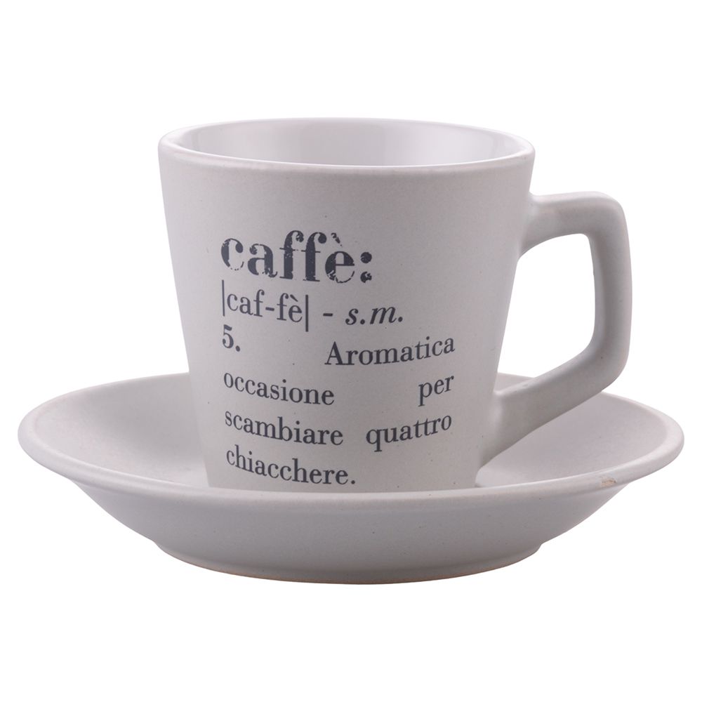VILLA D'ESTE HOME TIVOLI Victionary Tazza Caffè con Piattino Set 6 Pezzi 100ml con Stand Gres