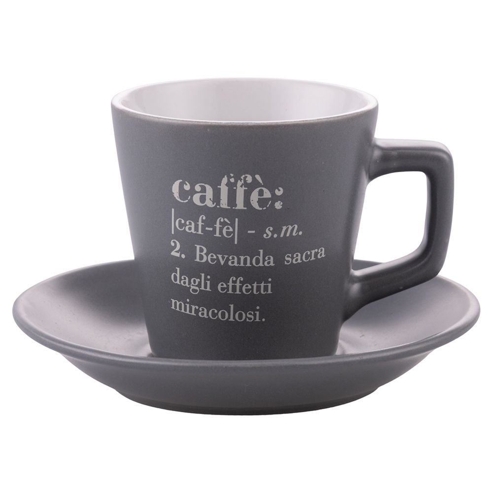 VILLA D'ESTE HOME TIVOLI Victionary Tazza Caffè con Piattino Set 6 Pezzi 100ml con Stand Gres