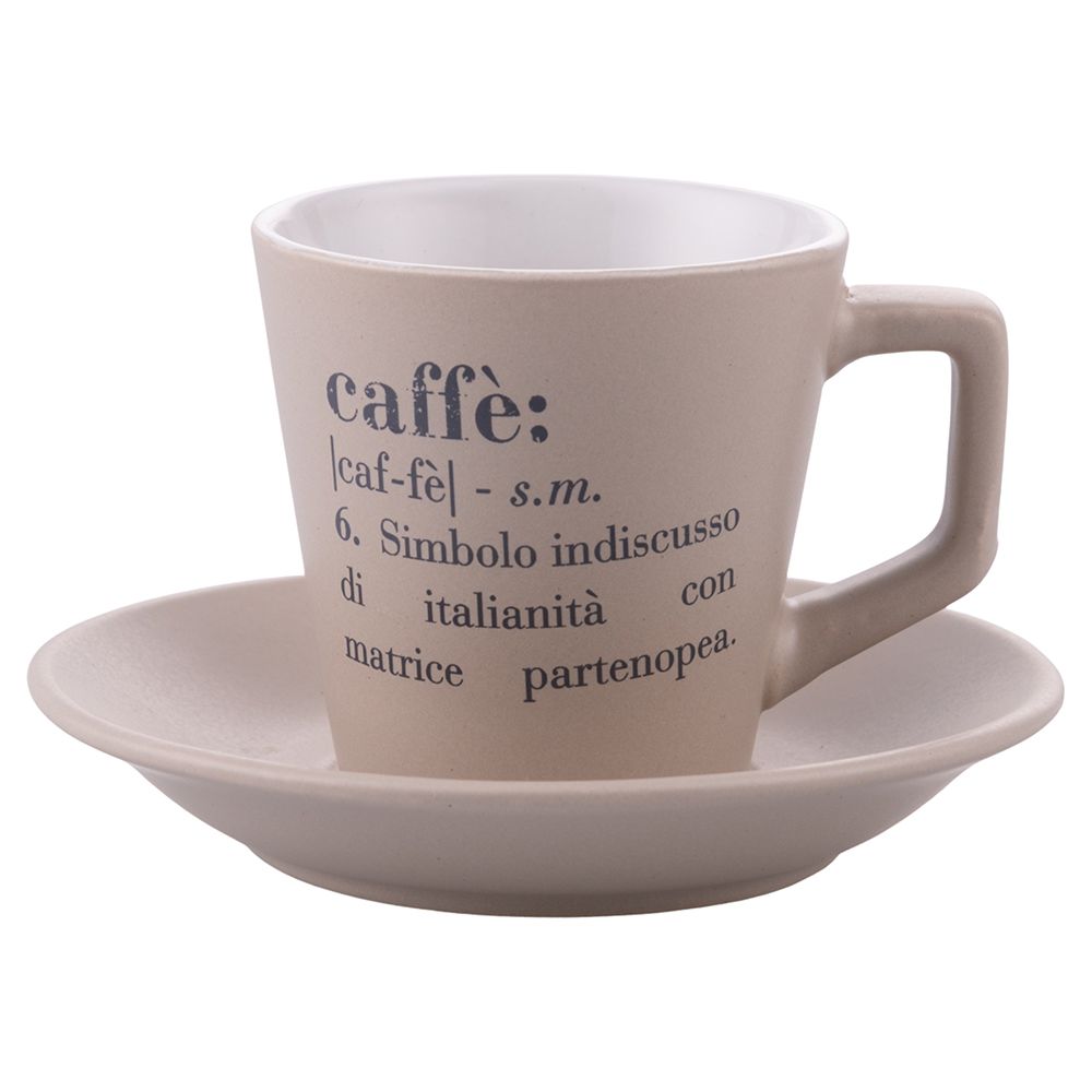 VILLA D'ESTE HOME TIVOLI Victionary Tazza Caffè con Piattino Set 6 Pezzi 100ml con Stand Gres