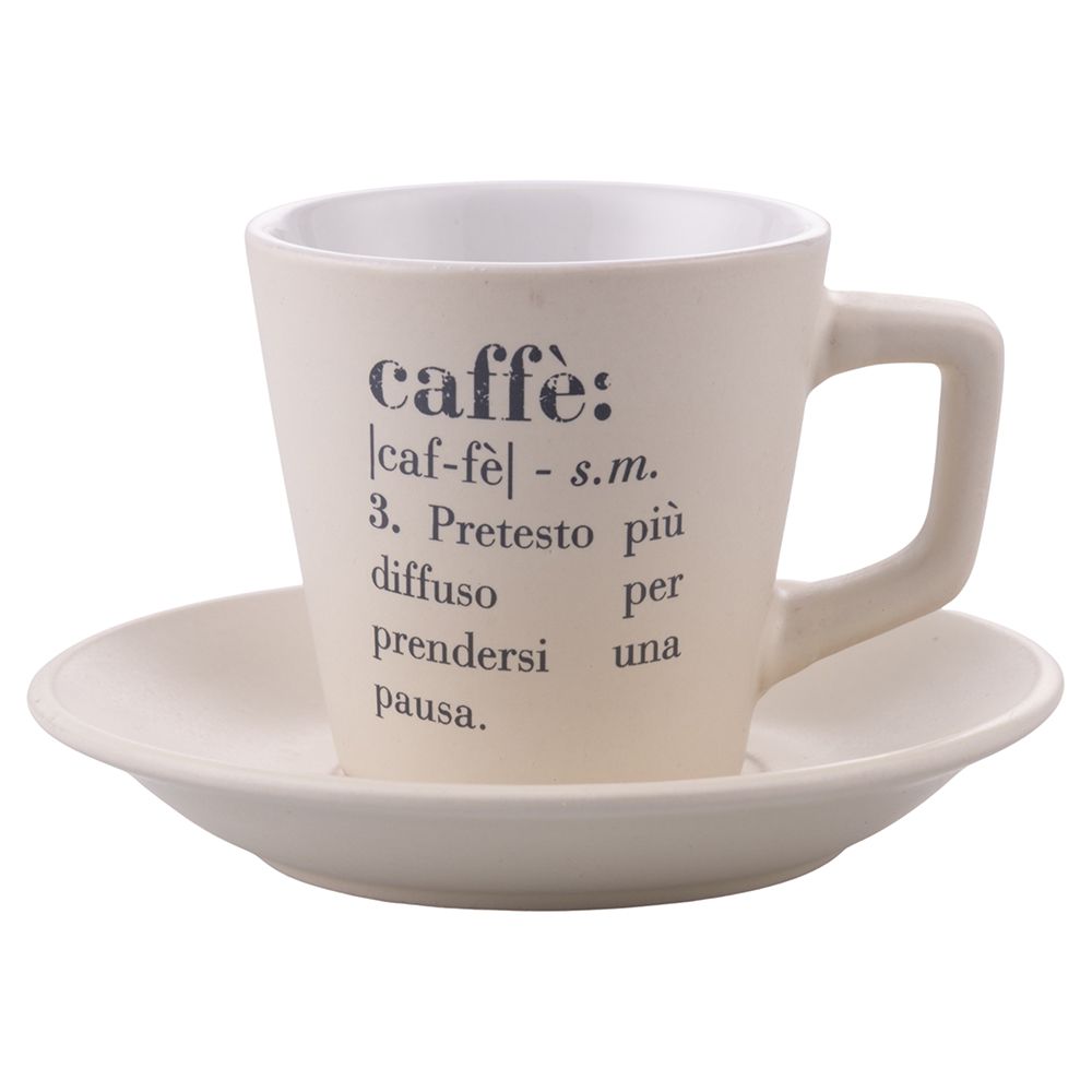 VILLA D'ESTE HOME TIVOLI Victionary Tazza Caffè con Piattino Set 6 Pezzi 100ml con Stand Gres