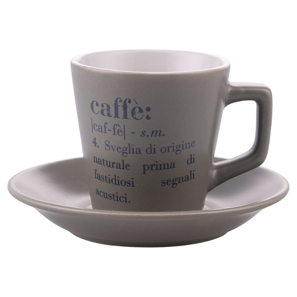 VILLA D'ESTE HOME TIVOLI Victionary Tazza Caffè con Piattino Set 6 Pezzi 100ml con Stand Gres