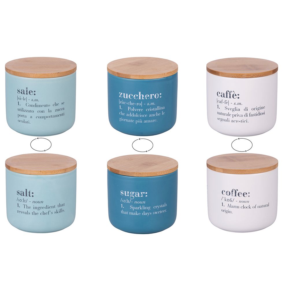VILLA D'ESTE HOME TIVOLI Victionary Barattolo Set 3 Pezzi Sale Zucchero Caffè 500ml Ceramica
