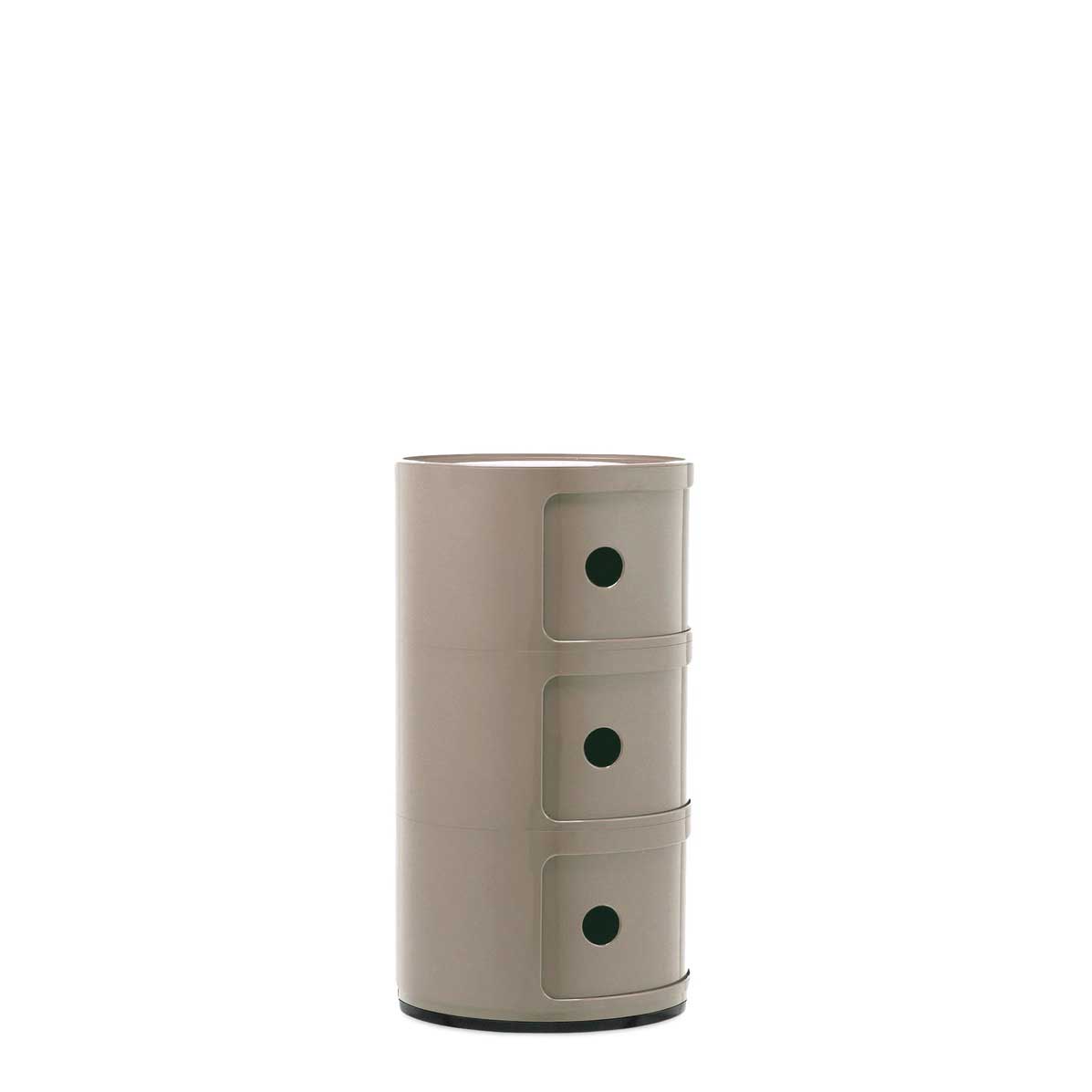 KARTELL Componibili Metal Tortora Lucido 58,5x32cm Contenitore 3 Cassetti