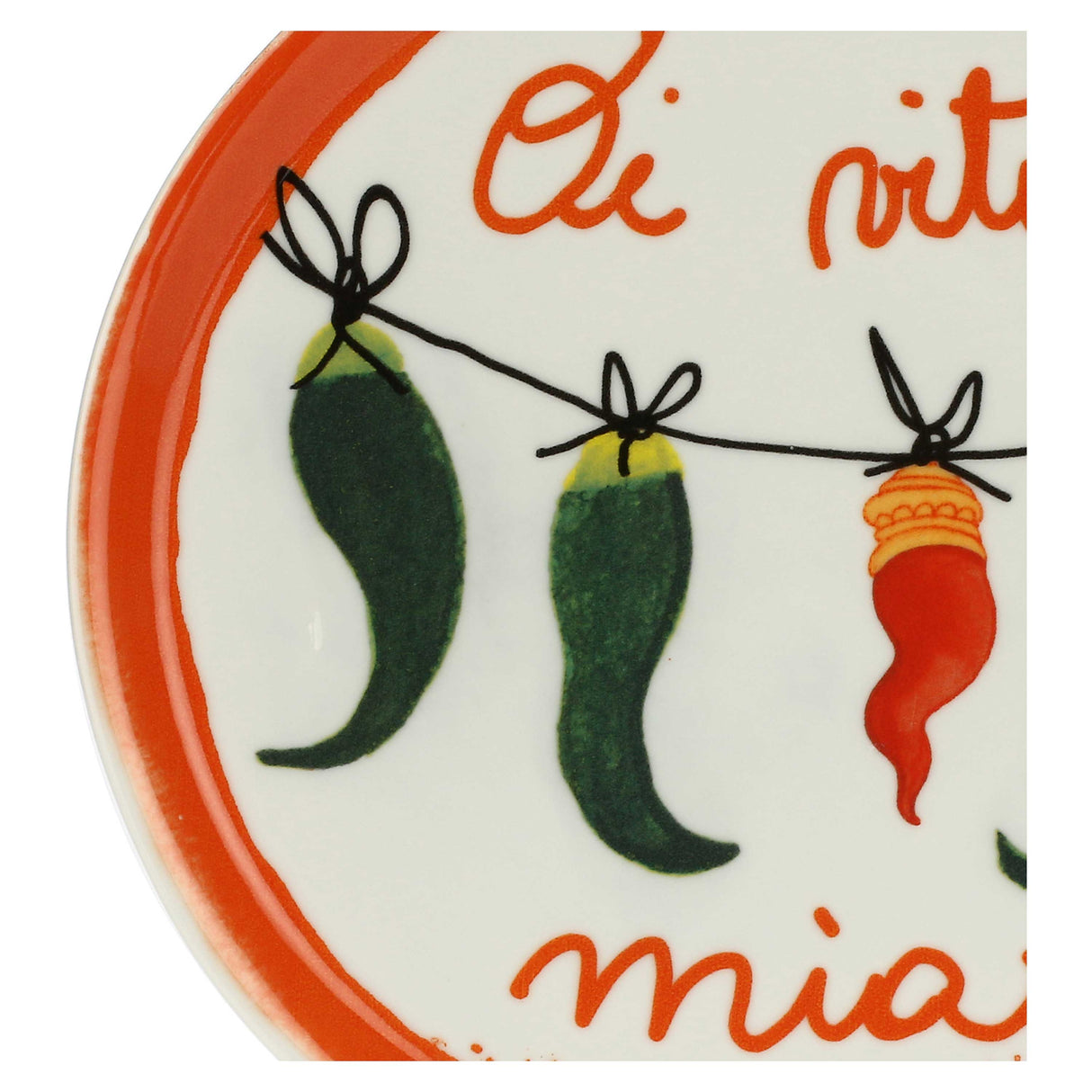 ROSE & TULIPANI Piatto Pizza Aumm Oi Vita Mia 31cm Arancio Porcellana