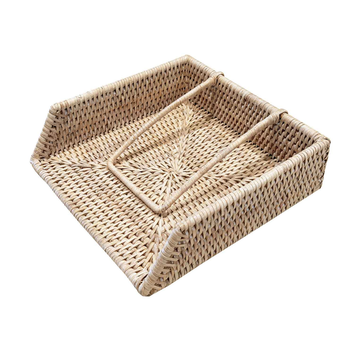 Portatovaglioli Botanio La Porcellana Bianca in rattan intrecciato 22x22 cm