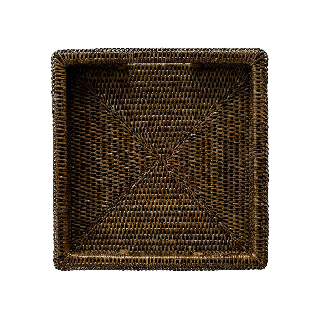 LA PORCELLANA BIANCA Botanio Vassoio Quadrato con Manici in Rattan 40x40cm