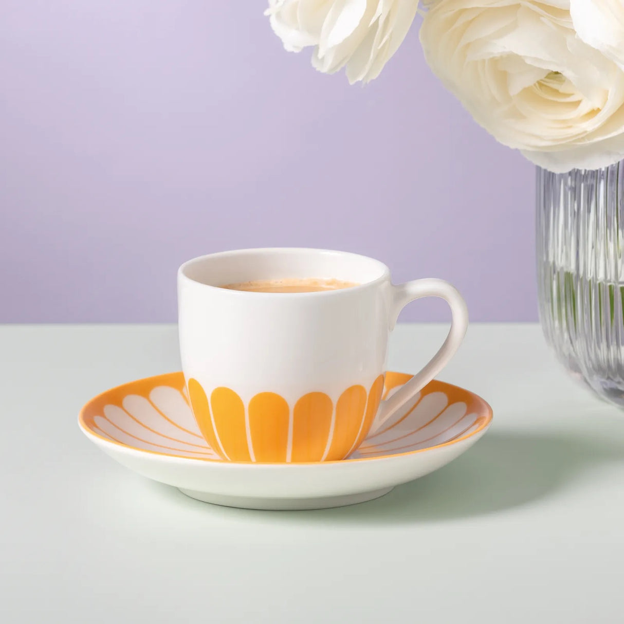 VILLEROY & BOCH Fleur Soleil Tazzina Caffè Espresso 70ml con Piattino 15cm Giallo Porcellana