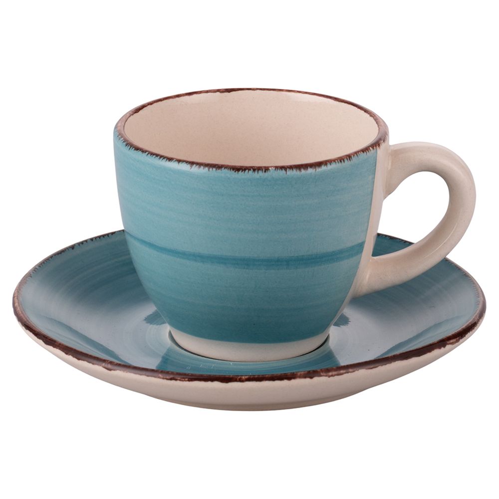 VILLA D'ESTE HOME TIVOLI Baita Acqua Tazzine Caffè con Piattino Set 6 Pezzi 90ml Gres