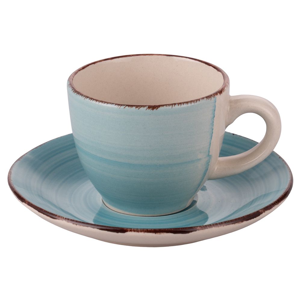 VILLA D'ESTE HOME TIVOLI Baita Acqua Tazzine Caffè con Piattino Set 6 Pezzi 90ml Gres