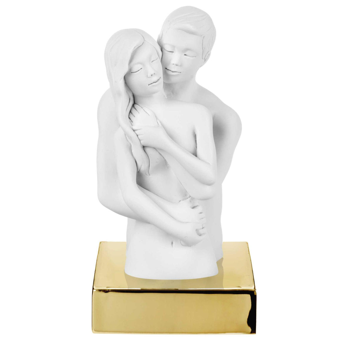 BONGELLI PREZIOSI Scultura Statua Busto Coppia 15cm Oro Marmorino