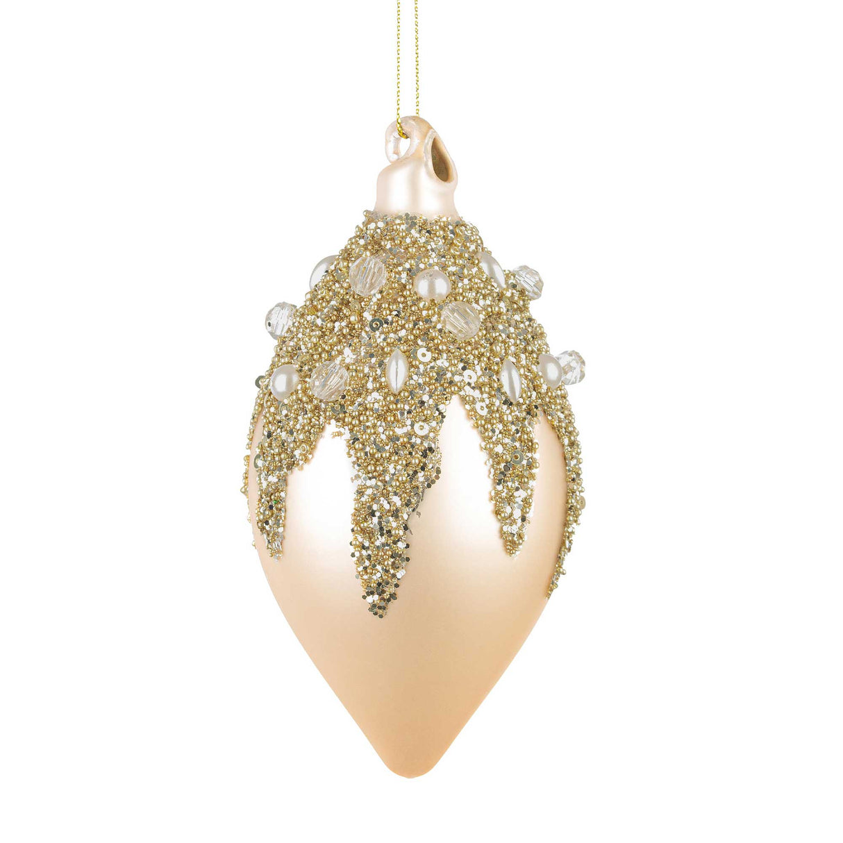 BIZZOTTO Fuso Addobbo di Natale Imperial Champagne 13cm Vetro