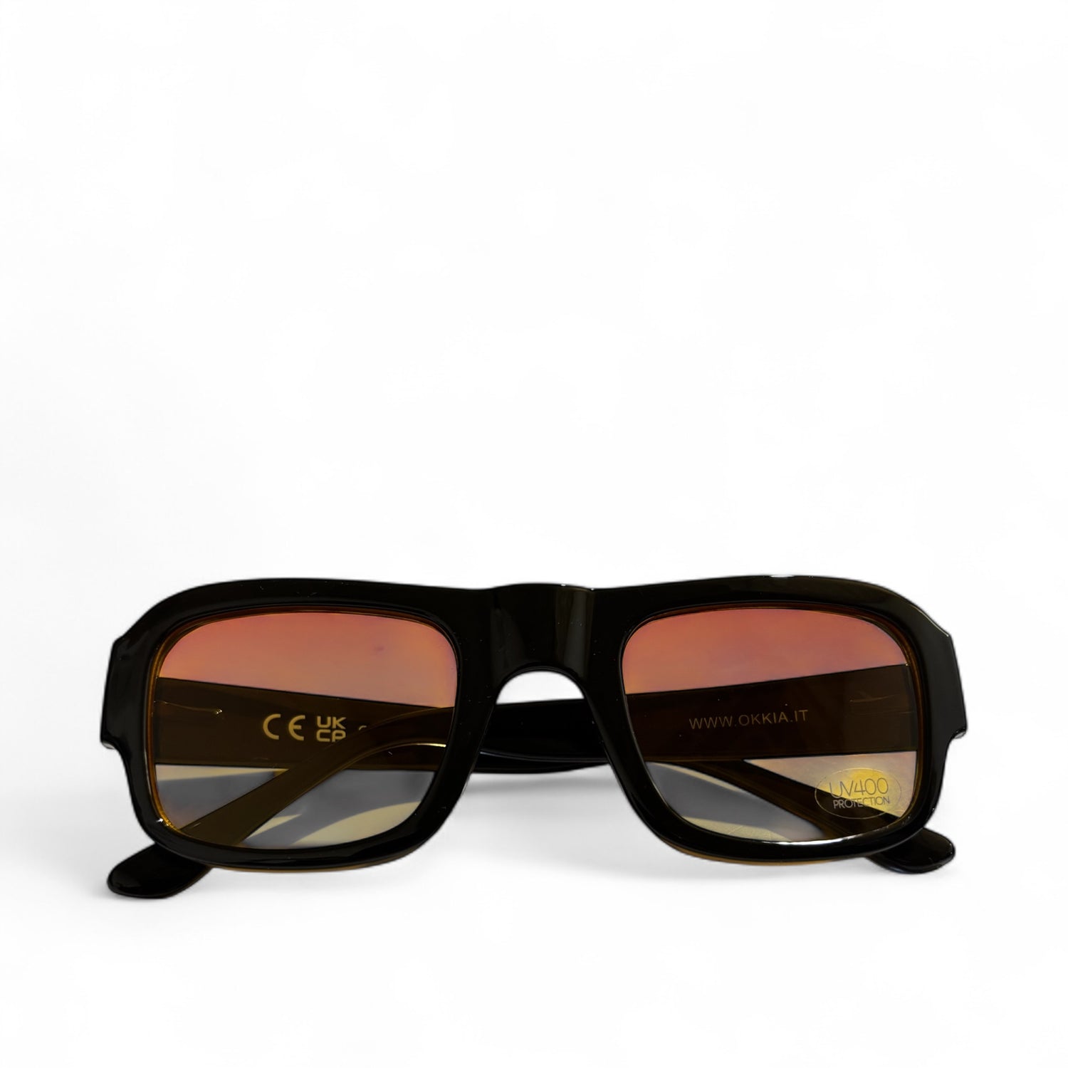 OKKIA Atene Occhiali da Sole Unisex Nero Lenti Arancio