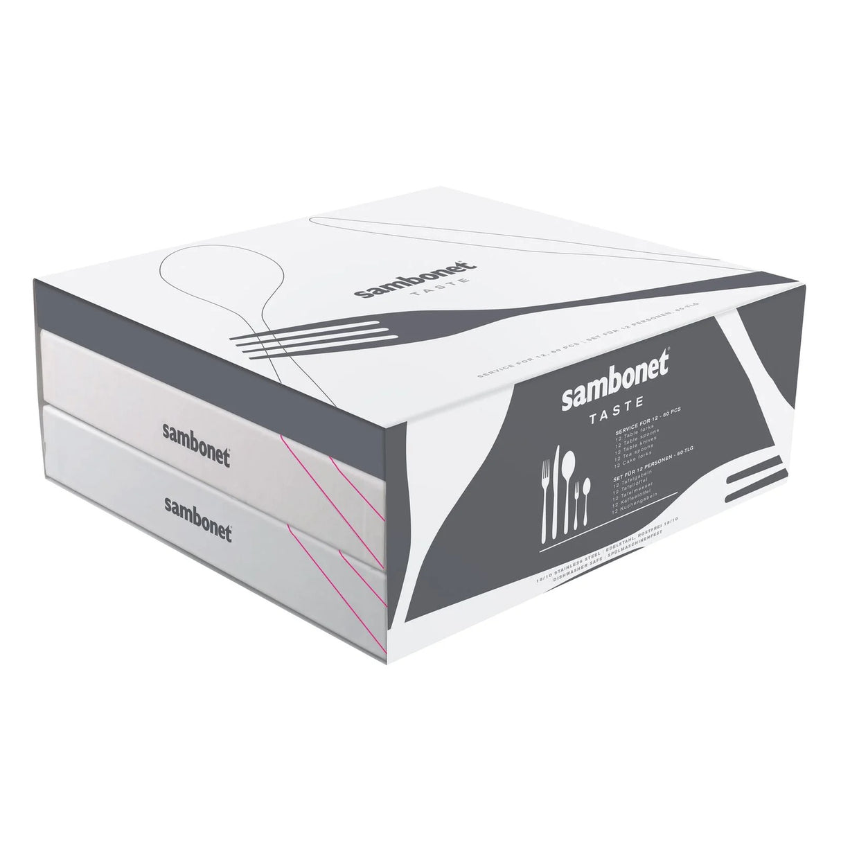 SAMBONET Taste Servizio Tavola Posate Set 60 Pezzi Acciaio Inox