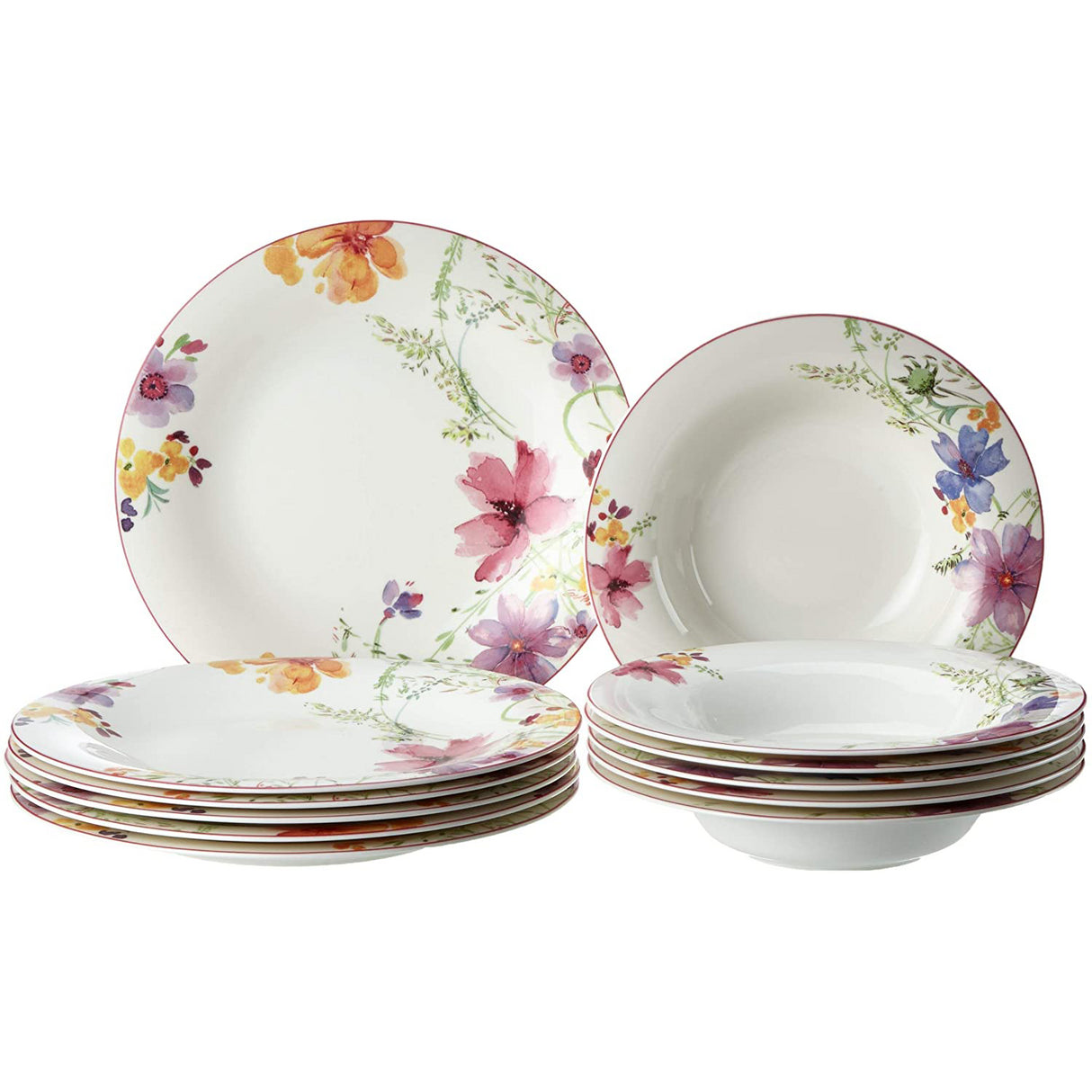 VILLEROY & BOCH Mariefleur Servizio Tavola Piatti 12 Pezzi 6x Piatto Fondo 6x Piatto Piano Porcellana