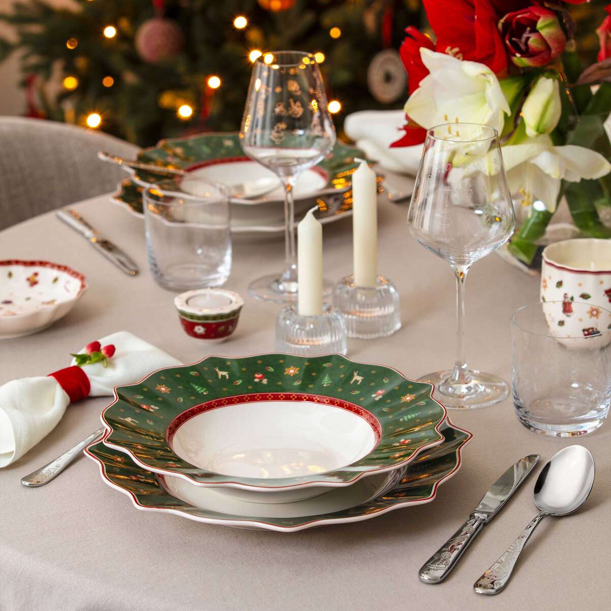 VILLEROY & BOCH Toy's Delight Piatto Fondo Verde 26cm Tavola Natale