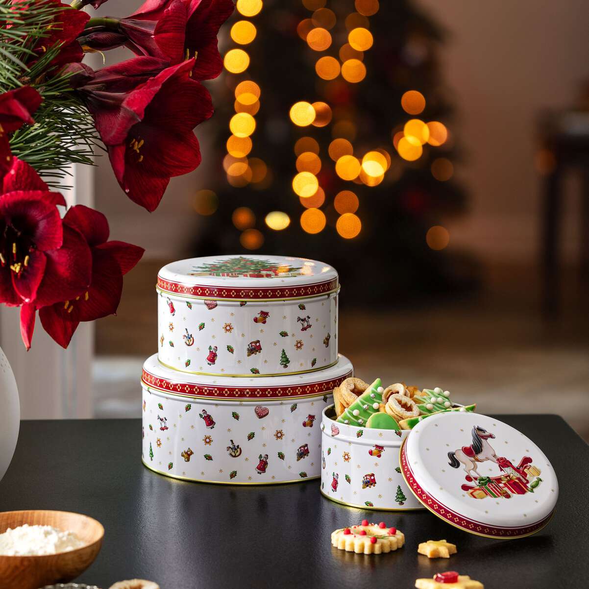 VILLEROY & BOCH Winter Collage Accessoires Set 3 Scatole per Biscotti 20x9,5cm Metallo