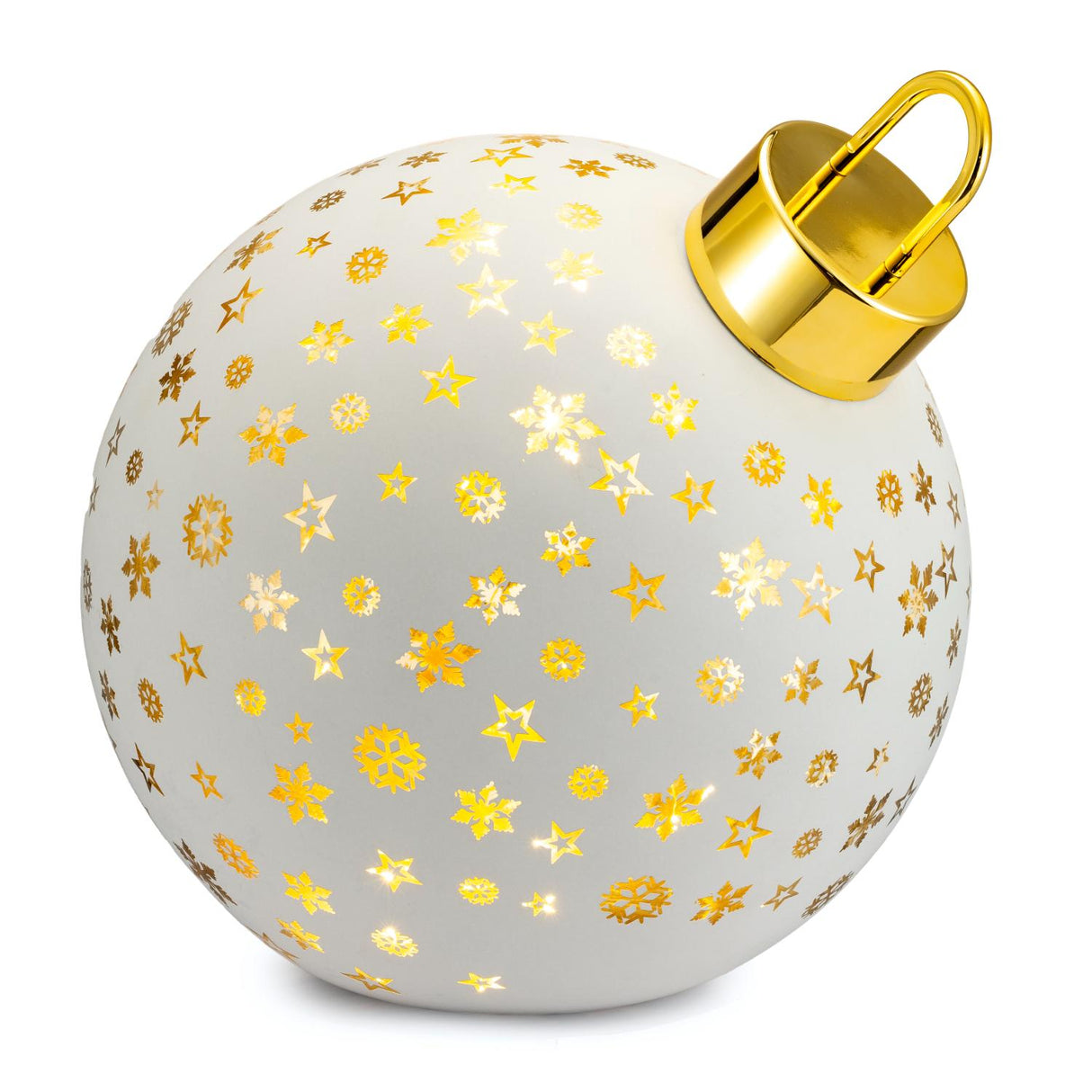 PALAIS ROYAL Palla di Natale Sfera Inclinata Decorazione Natalizia con LED 30cm Bianco Vetro