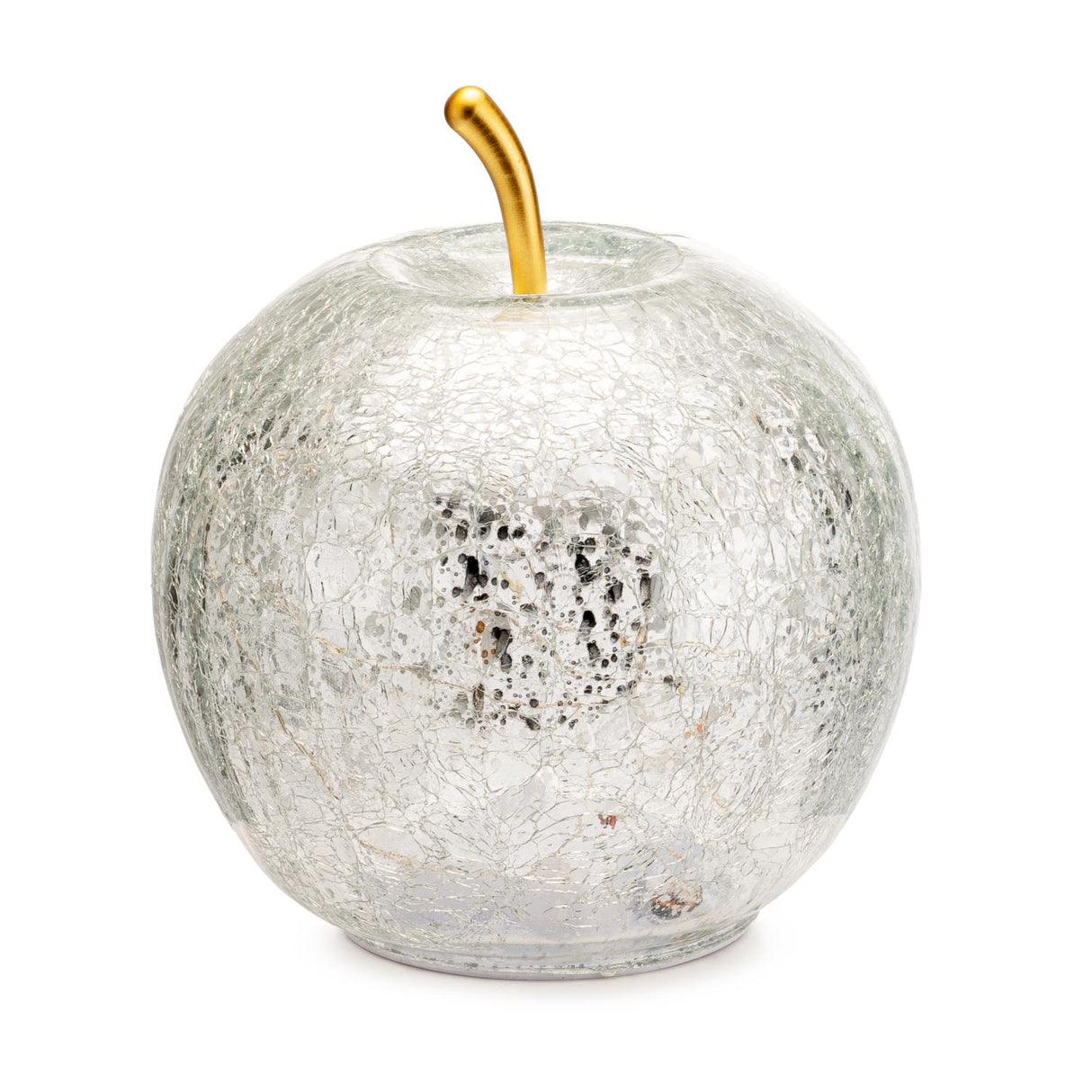 PALAIS ROYAL Mela Argento con LED Decorazione Natalizia 16x17cm Vetro