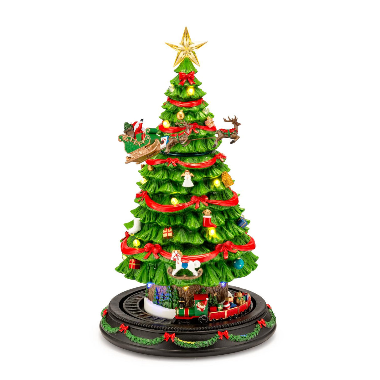 PALAIS ROYAL Carillon Natalizio Albero di Natale con Musica Movimento e LED 49x23cm