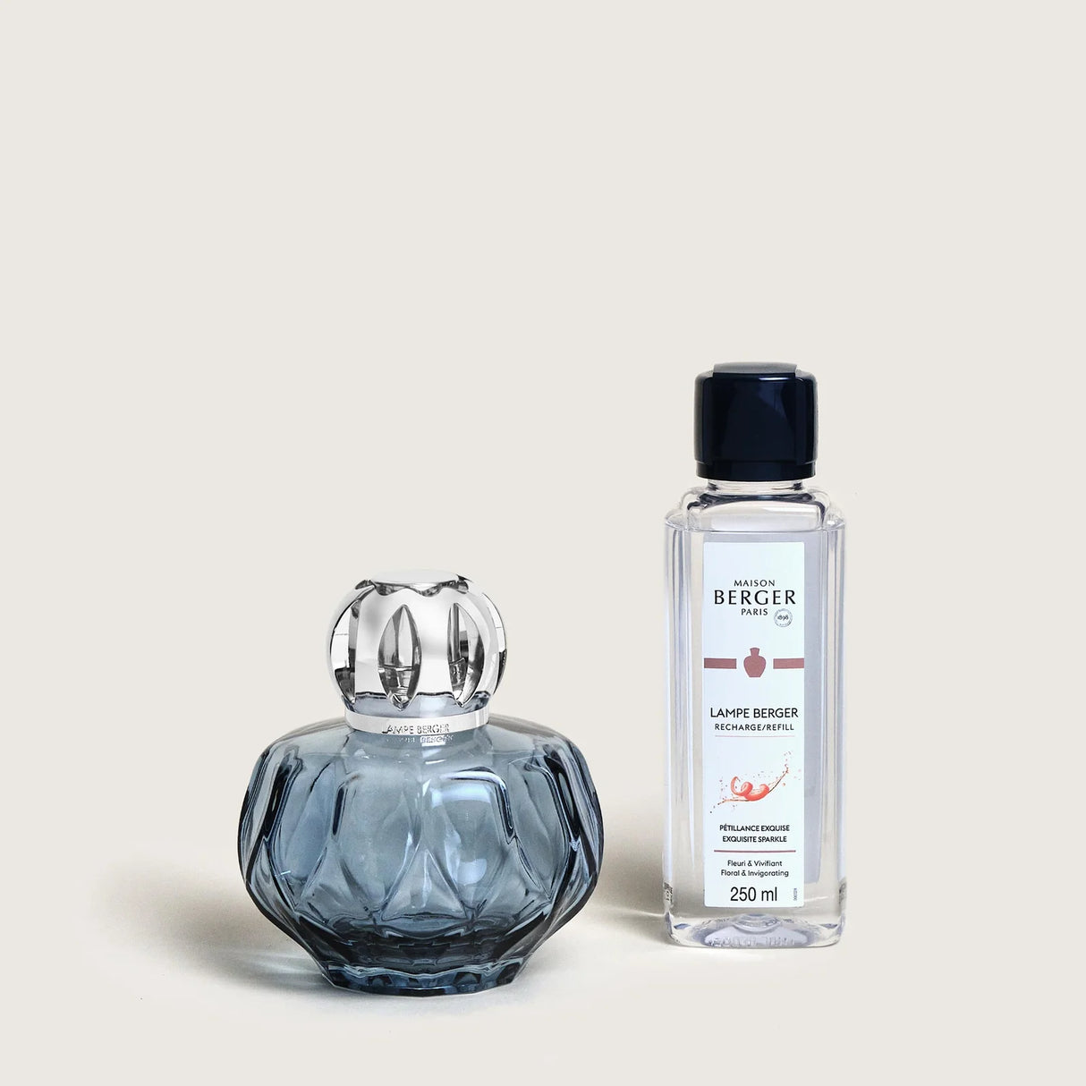 LAMPE BERGER Lampada Catalitica Cofanetto Rosalie Blu con Flacone 250ml Pétillance Exquise