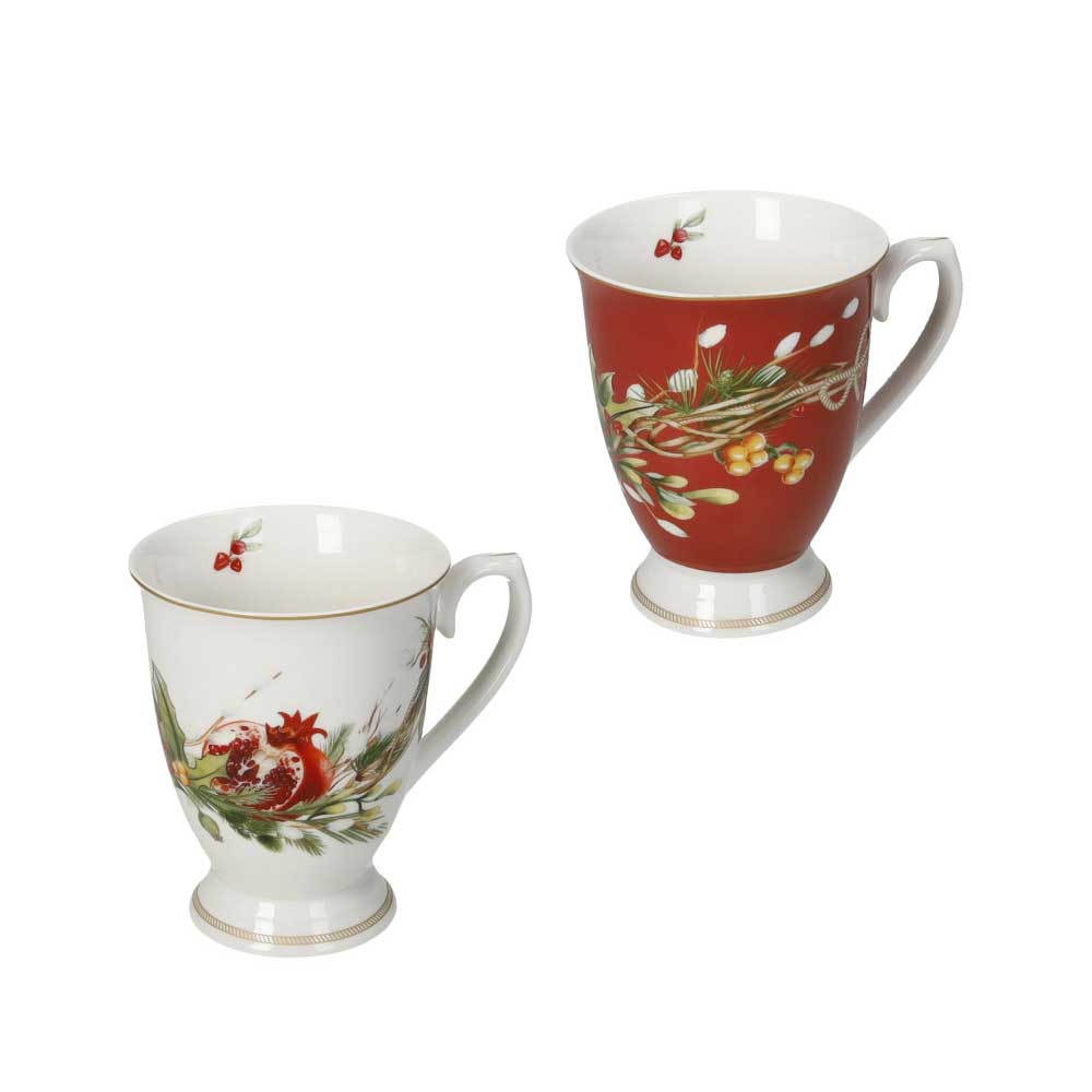 BRANDANI Carol Tazza MUG Natalizia Set 2 Pezzi 8,5x11cm Porcellana