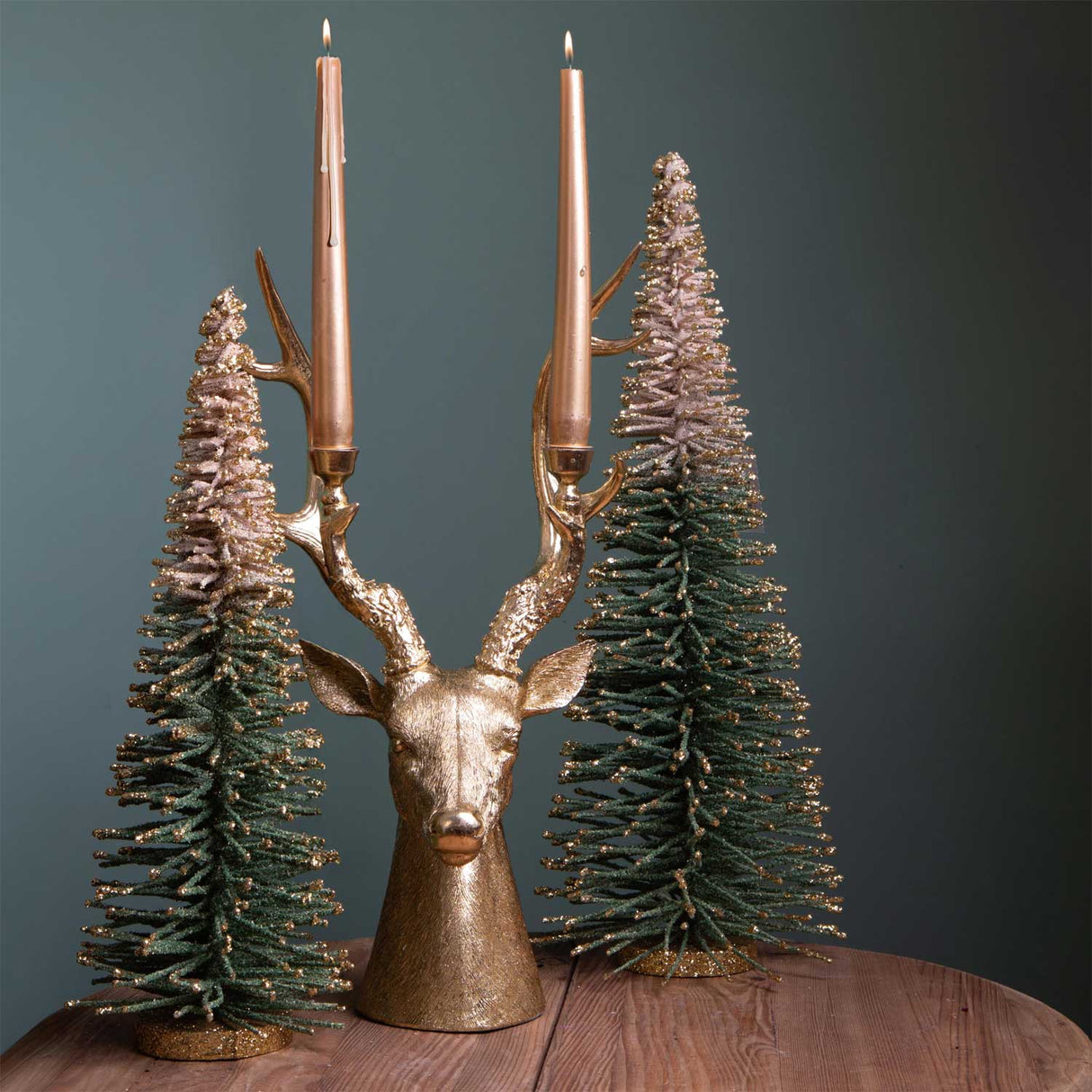 BIANCHI DINO Portacandela Natalizio Renna 44,5cm Oro Poliresina