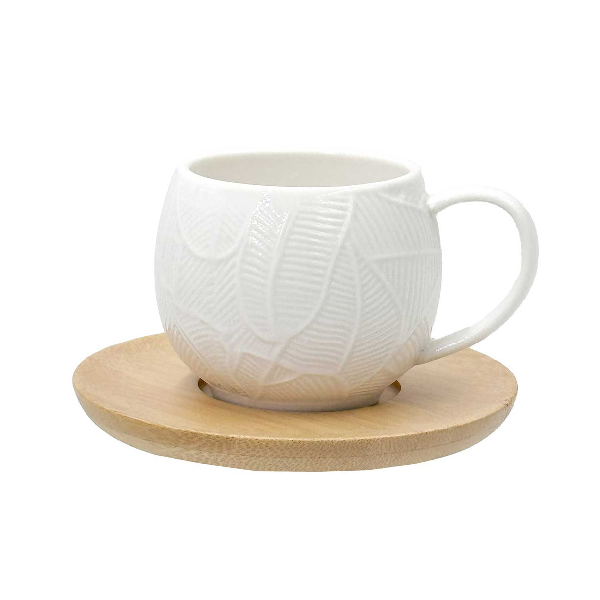 LA PORCELLANA BIANCA Intavola Foglie Tazzina Caffè con Piattino 90ml Set 6 Pezzi