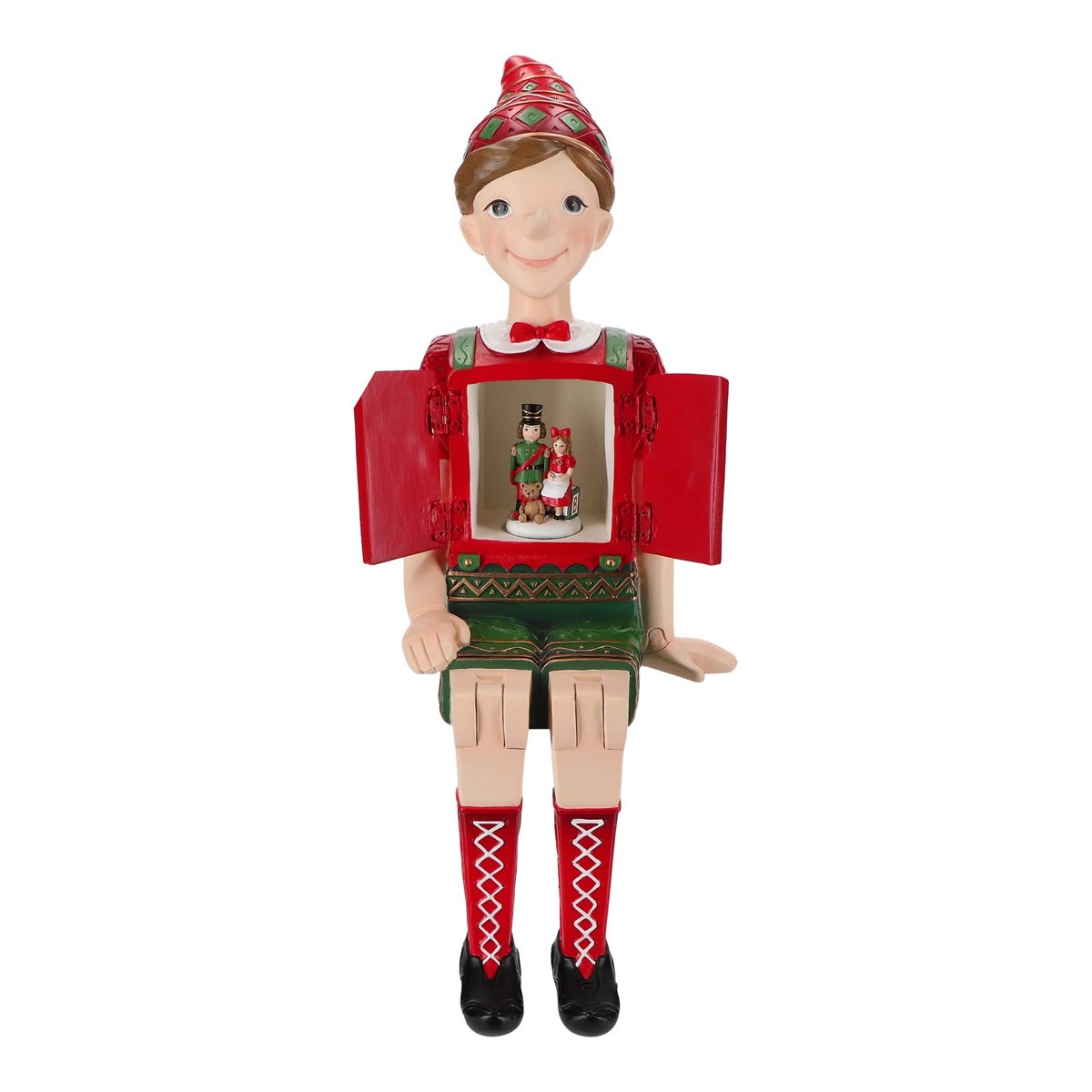 TIMSTOR Decorazione Natalizia Carillon Pinocchio con Musica e Movimento 46,5cm