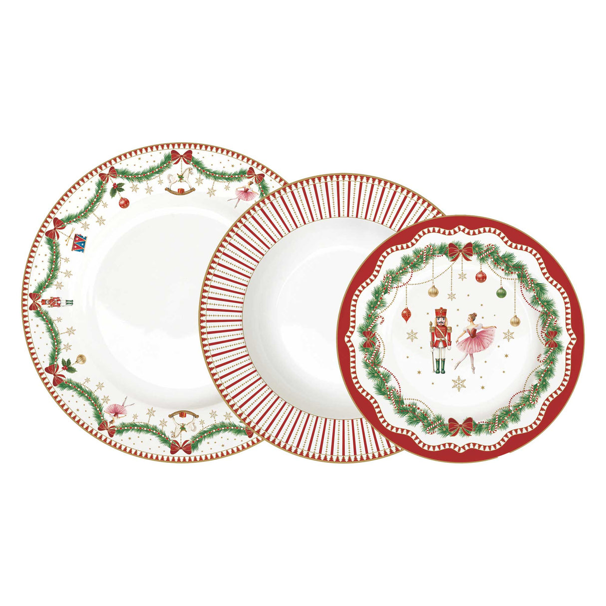 EASY LIFE Magie de Noel Servizio Tavola Piatti Natalizi Set 18 Pezzi Porcellana