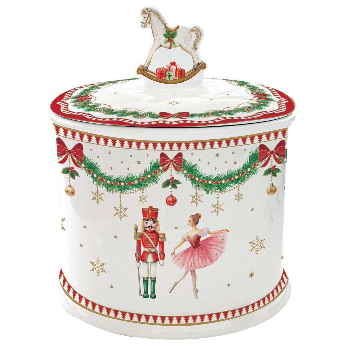 EASY LIFE Magie de Noel Barattolo Biscottiera Natalizia 14x16,5cm Porcellana